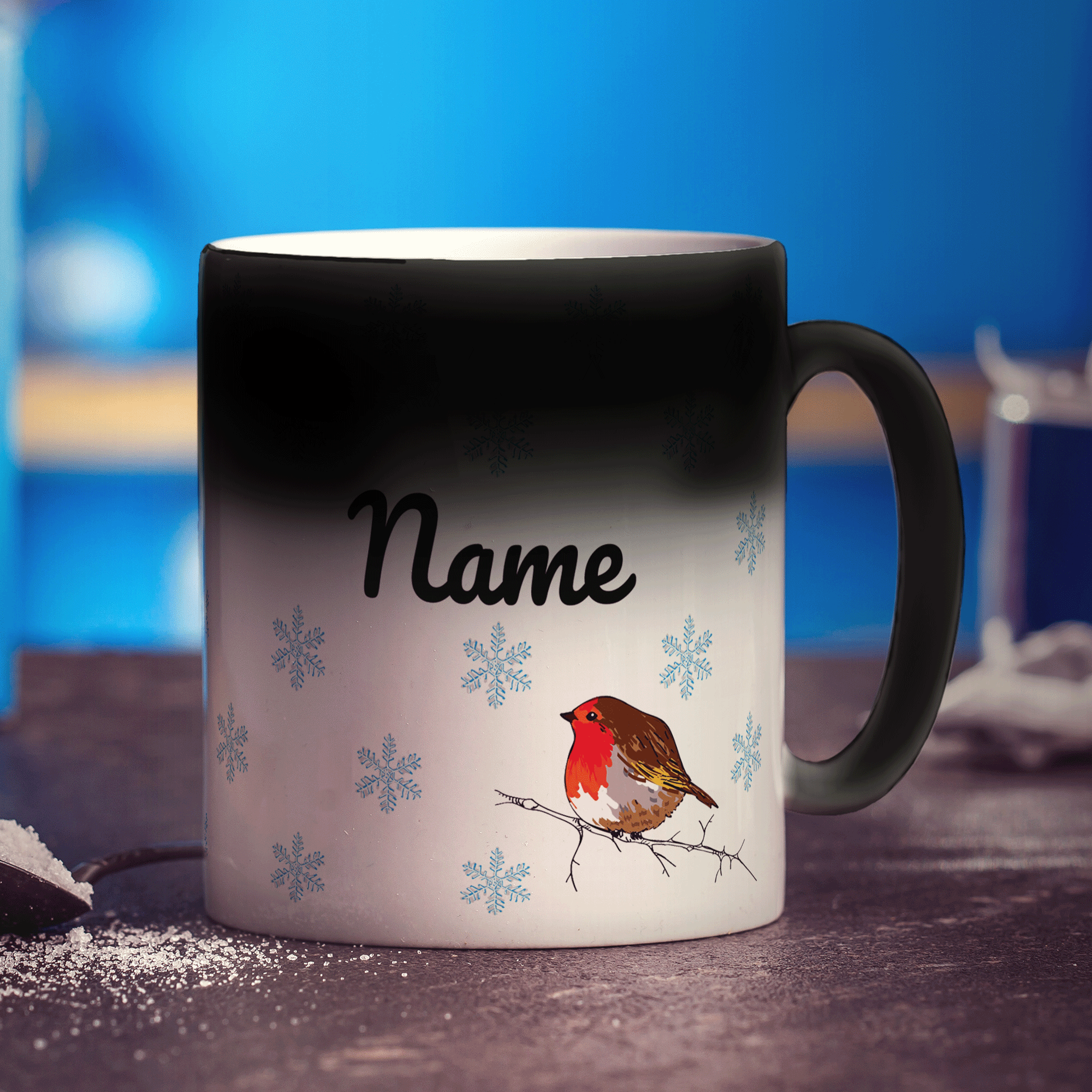 Winter Robin Personalised Name Mug