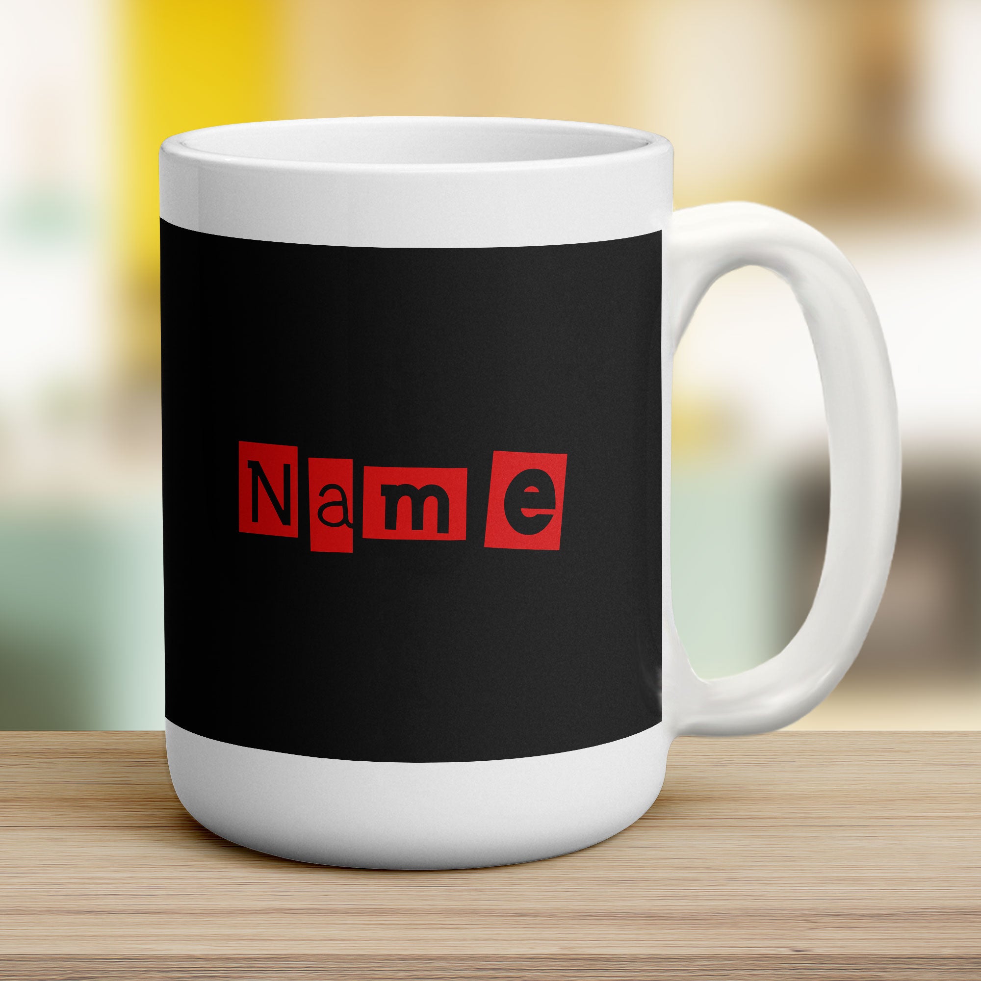 Black and Red Name Mug