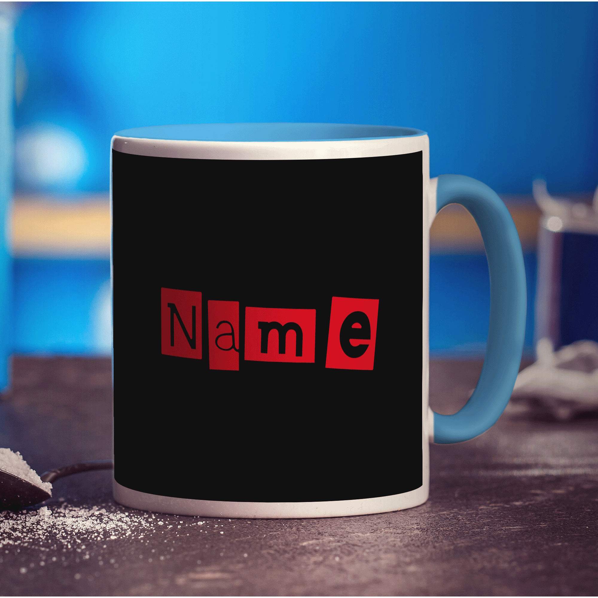 Black and Red Name Mug