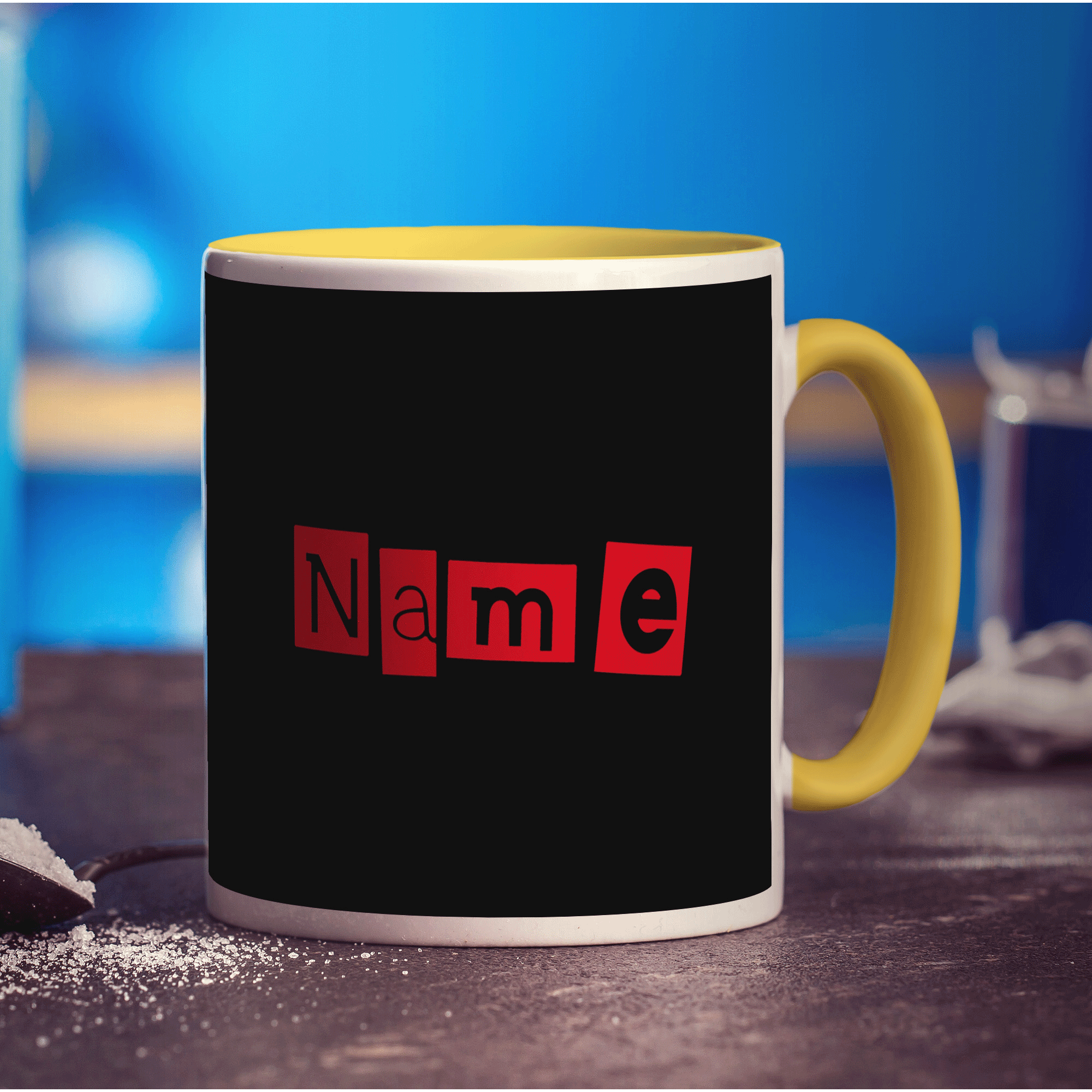 Black and Red Name Mug