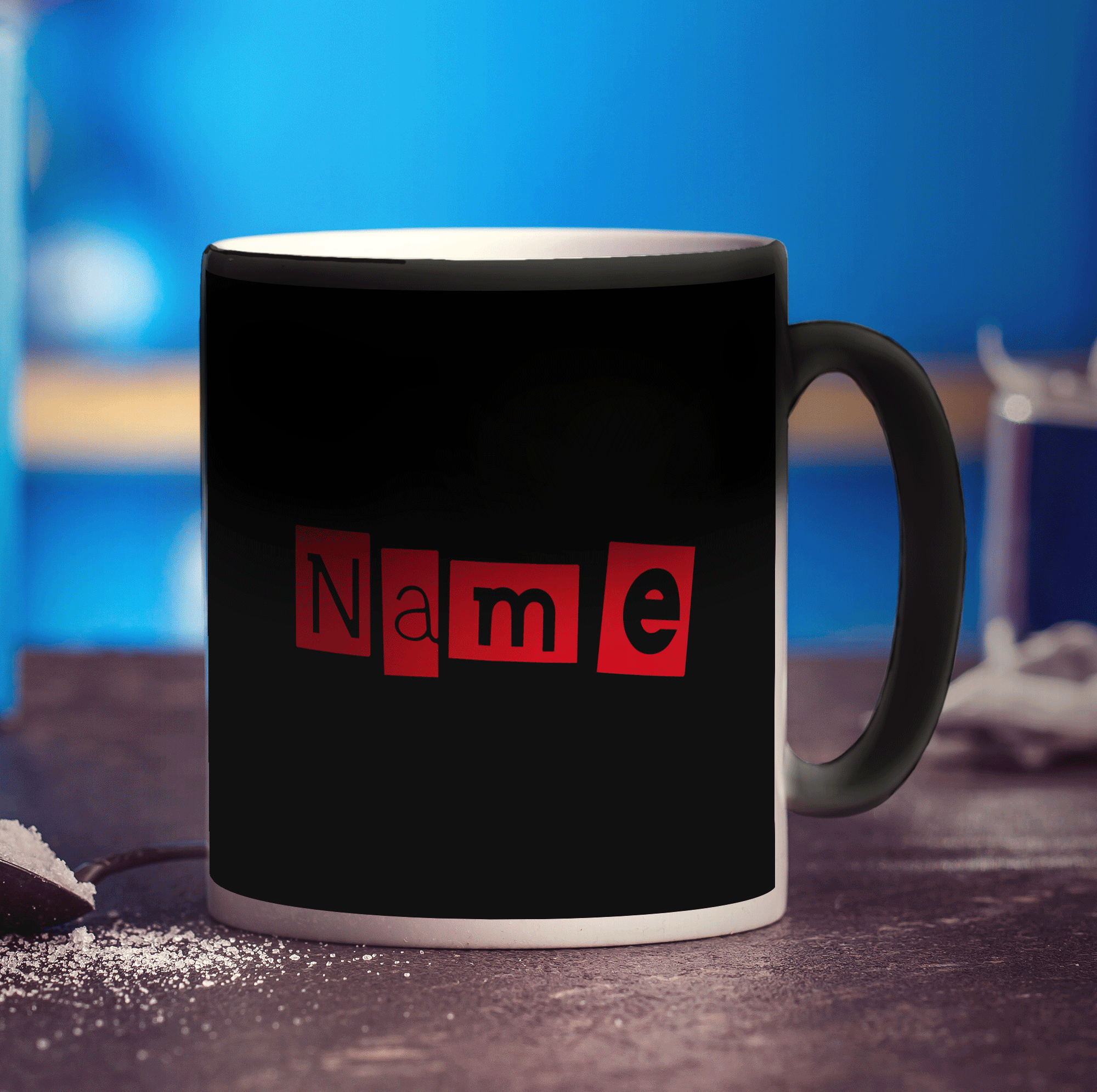 Black and Red Name Mug