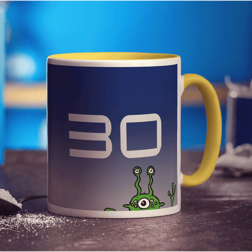 Alien Sci-Fi Birthday Mug - Standard 330ml (11oz) / Yellow
