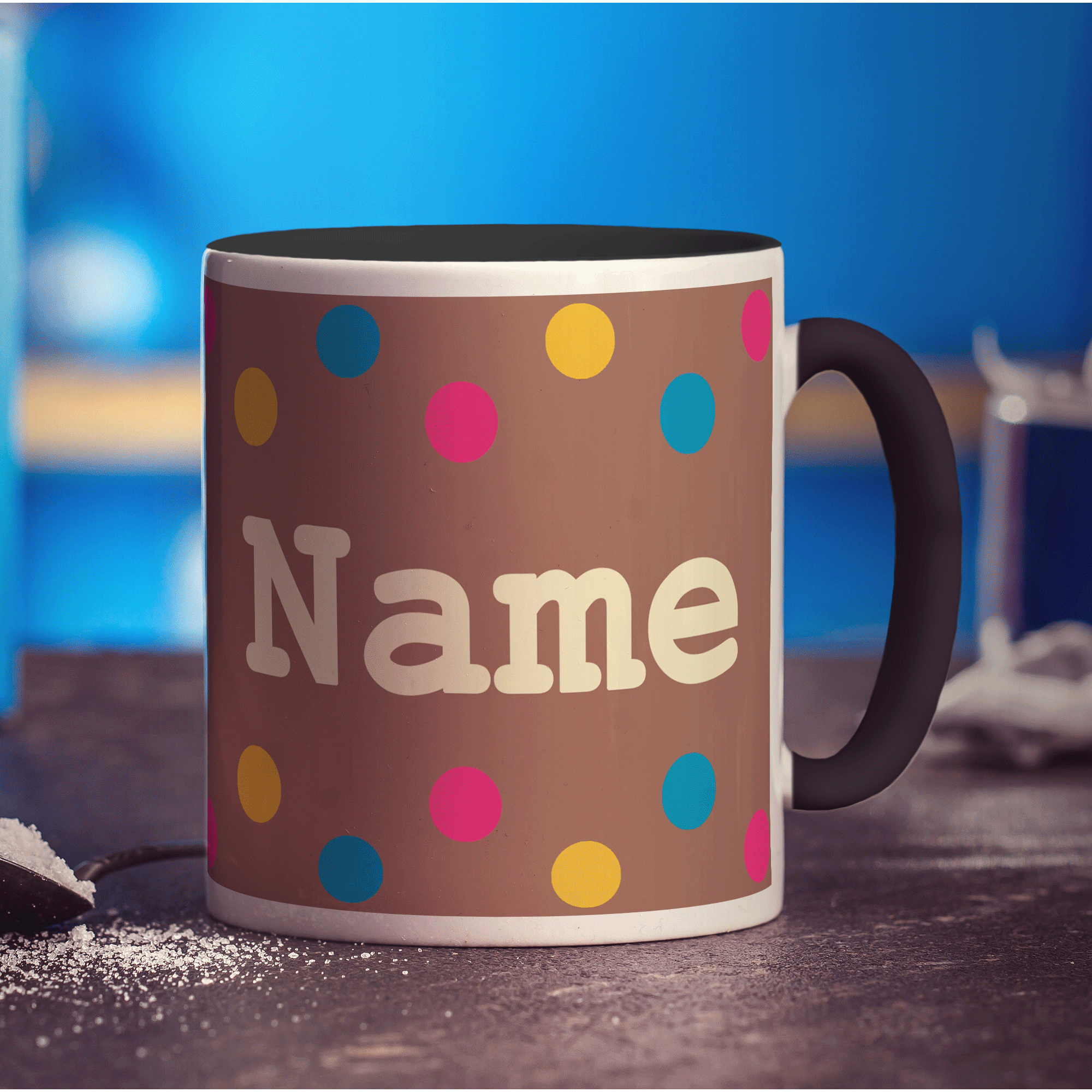 Colourful Spots Name Mug
