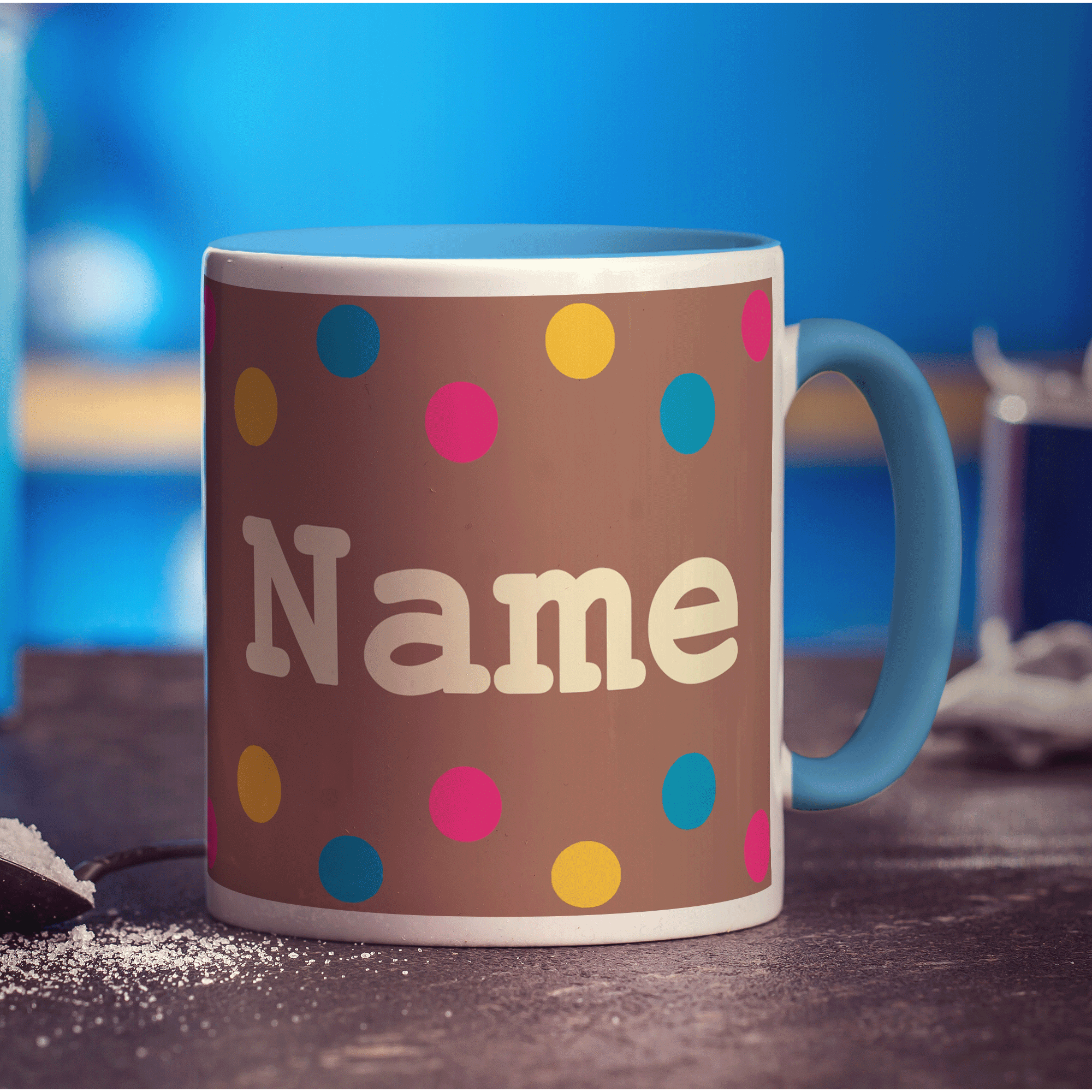 Colourful Spots Name Mug