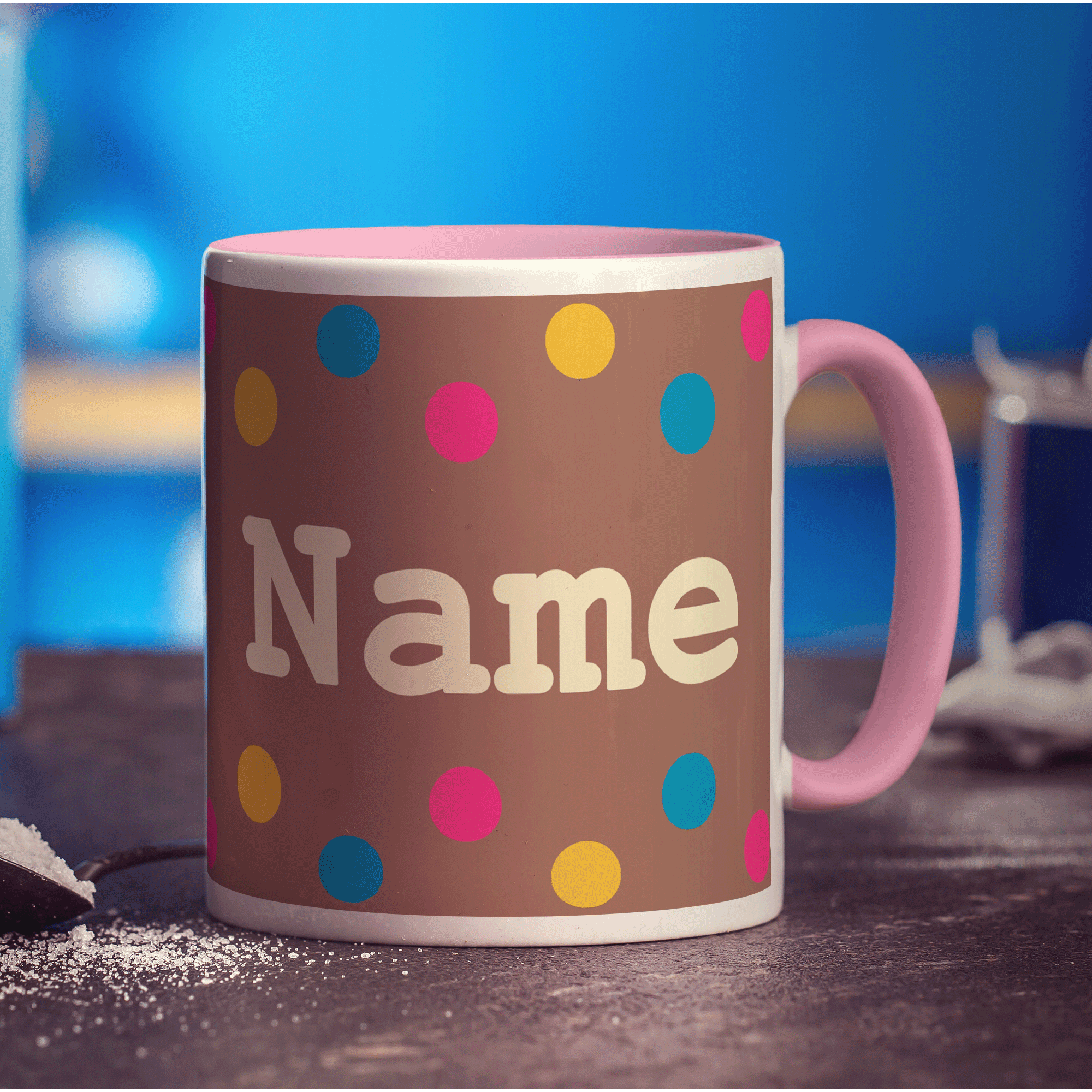 Colourful Spots Name Mug