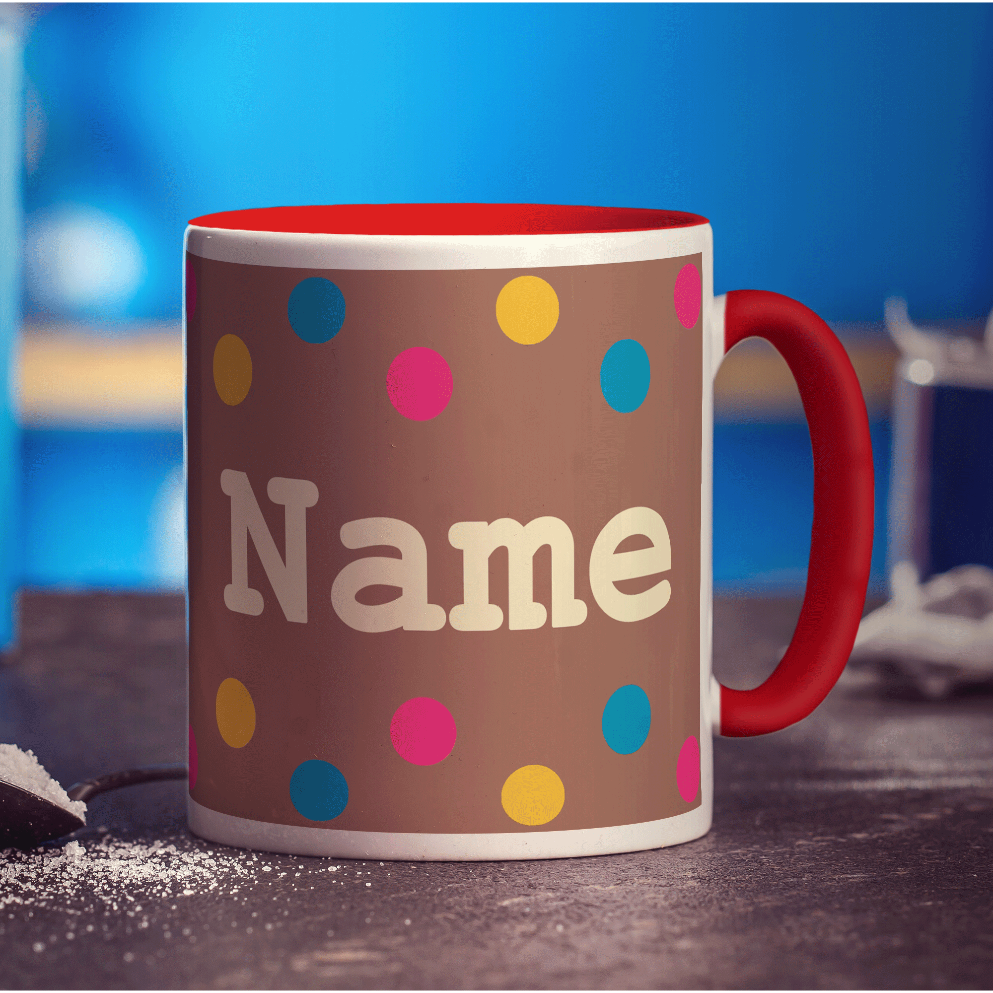 Colourful Spots Name Mug
