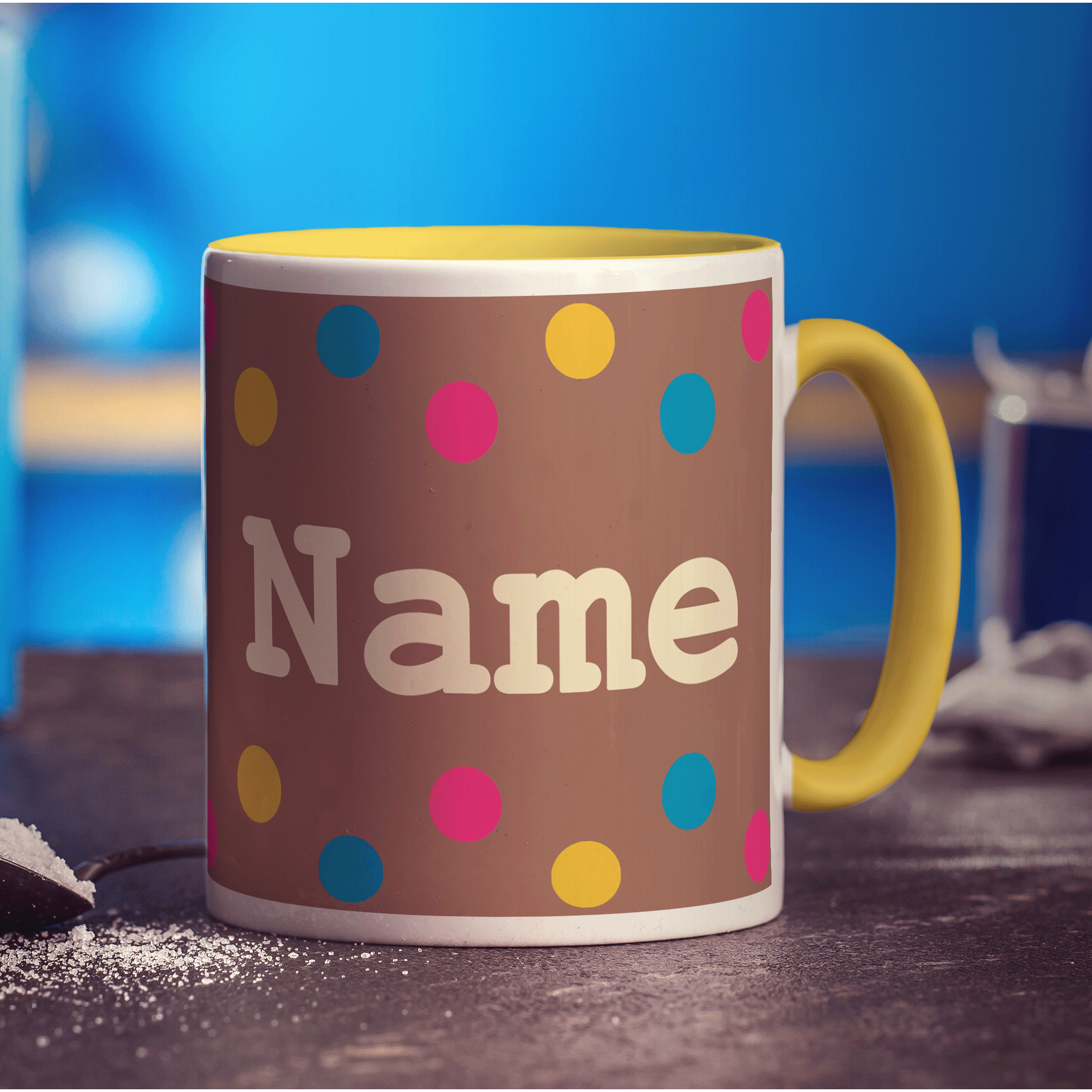 Colourful Spots Name Mug