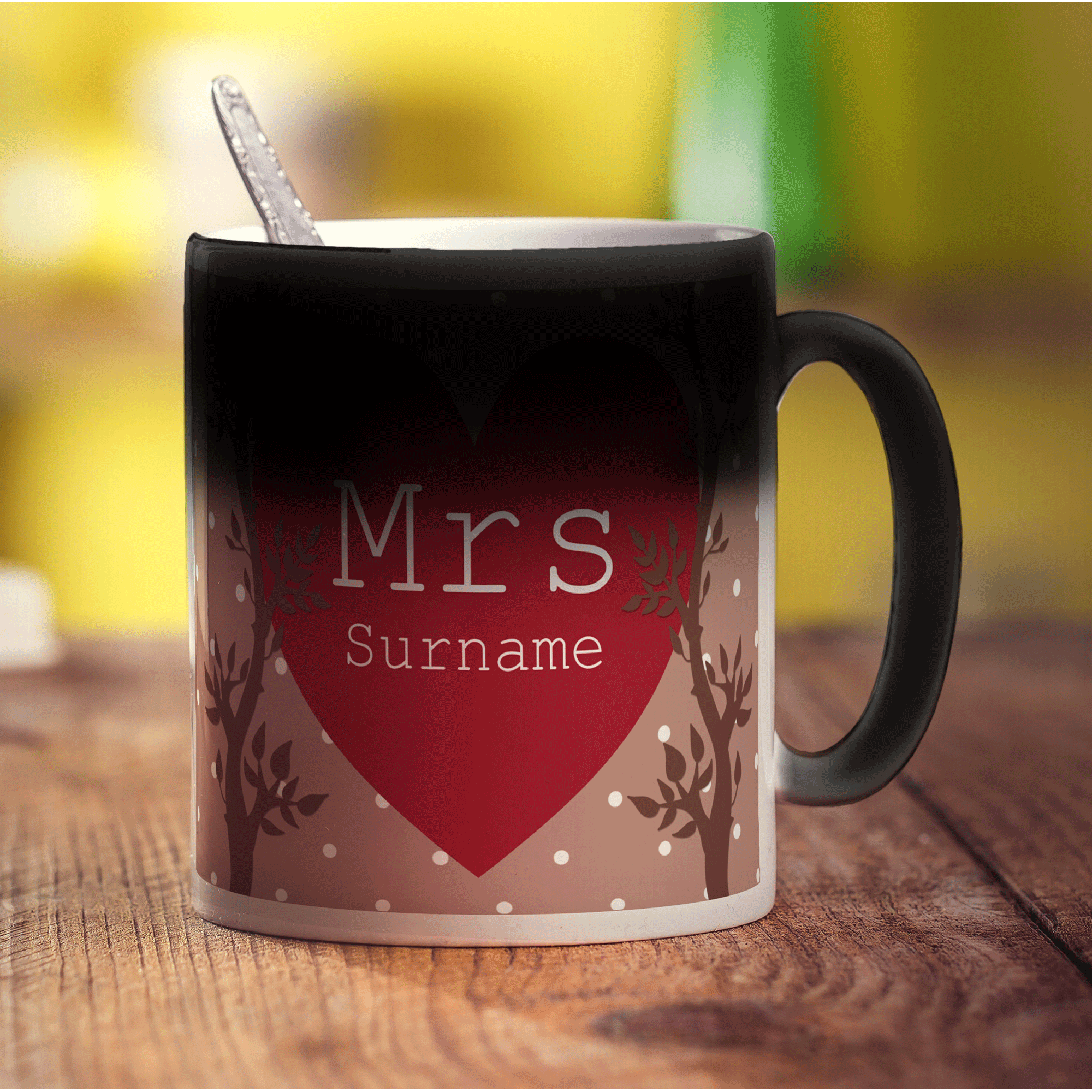 Mrs Alpine Heart Name Mug