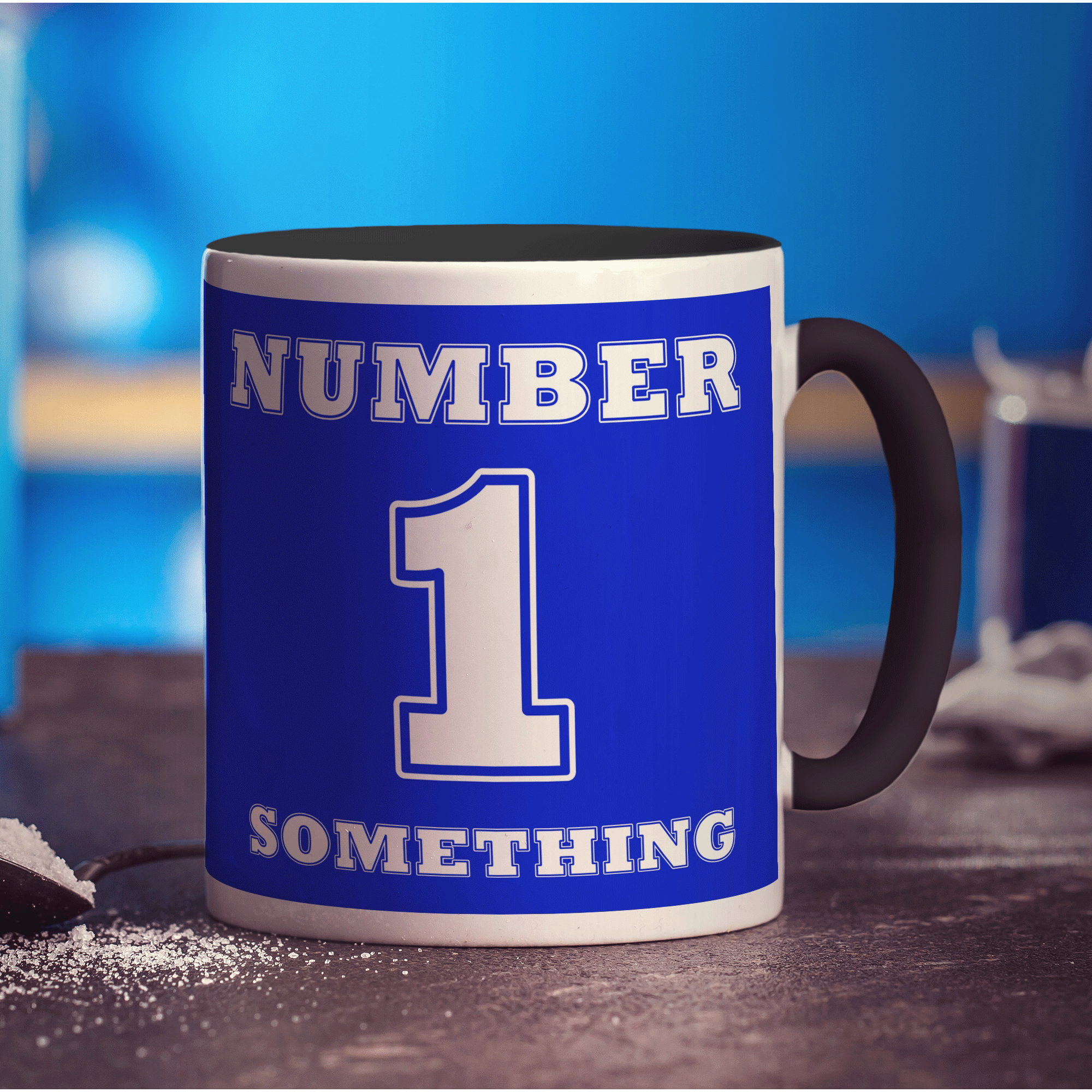 Number 1 Personalised Mug - Blue - Standard 330ml (11oz) / Black