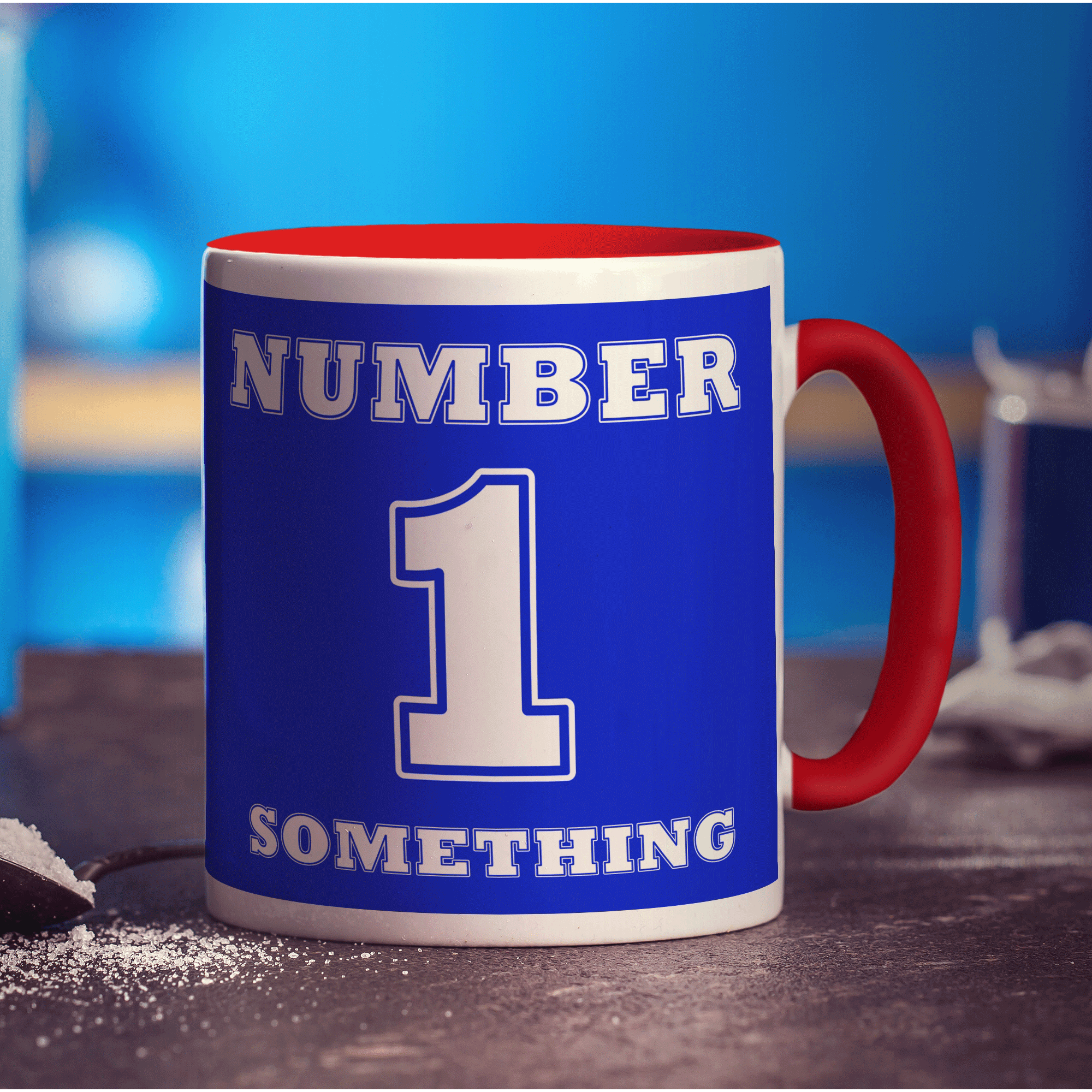 Number 1 Personalised Mug - Blue - Standard 330ml (11oz) / Red