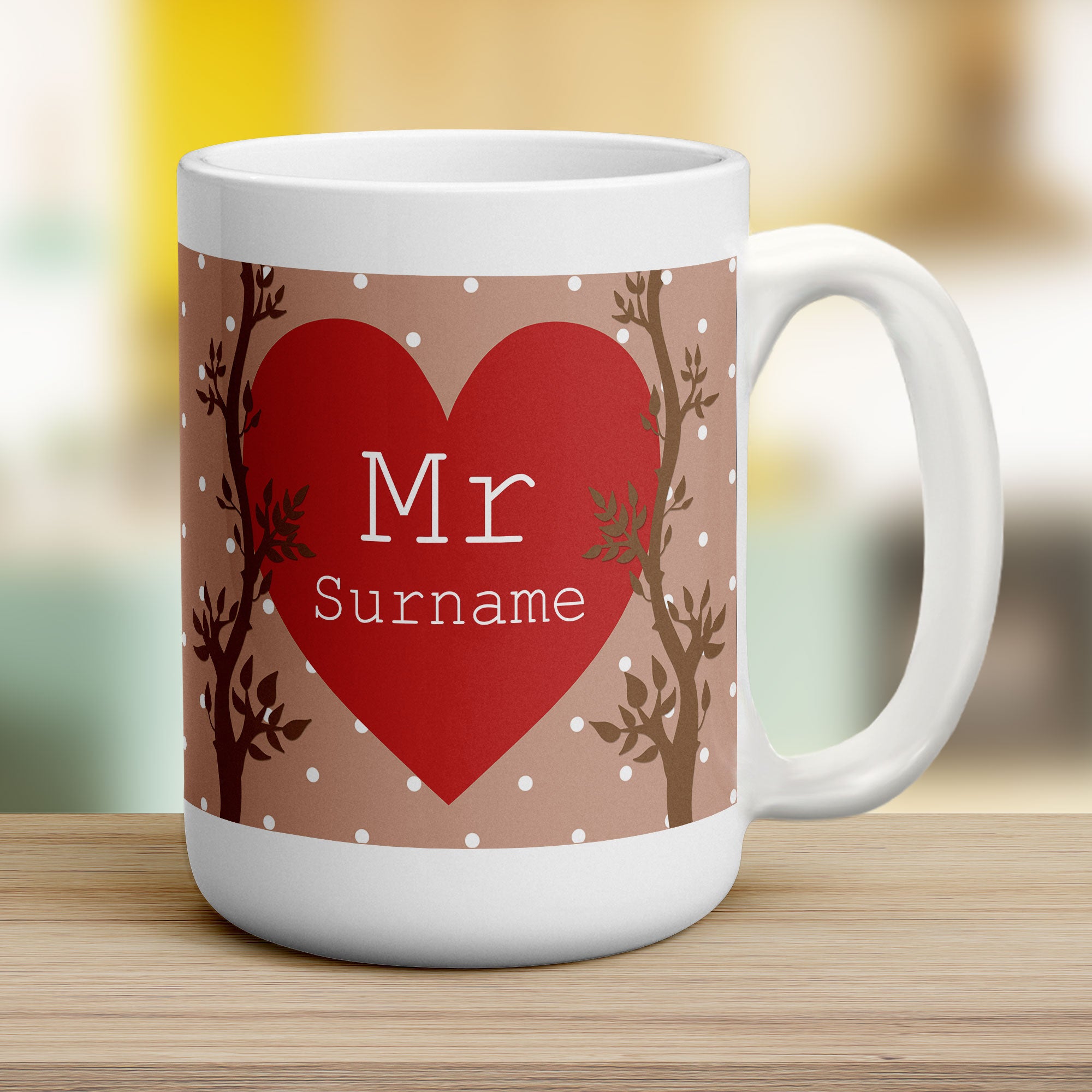 Mr Alpine Heart Name Mug