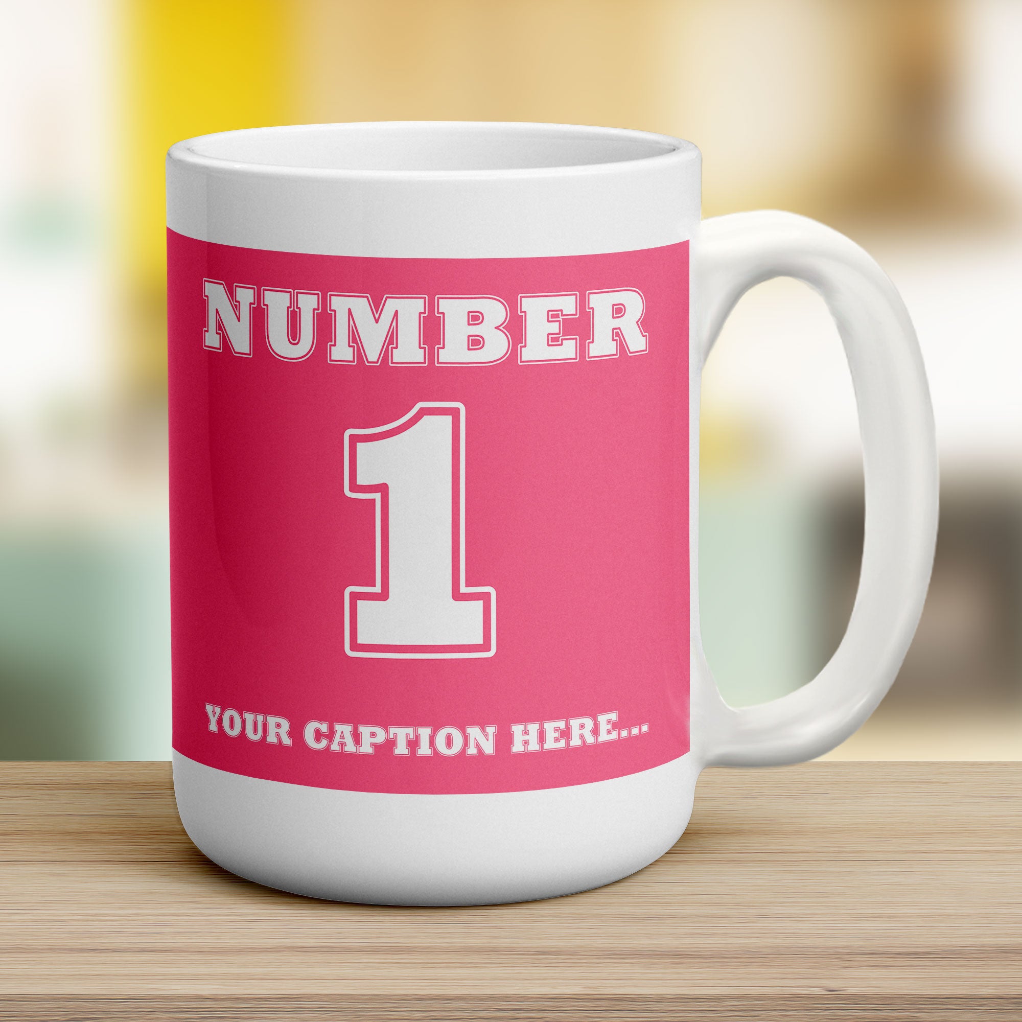 Number 1 Personalised Mug - Pink - Jumbo 440ml (15oz) / White