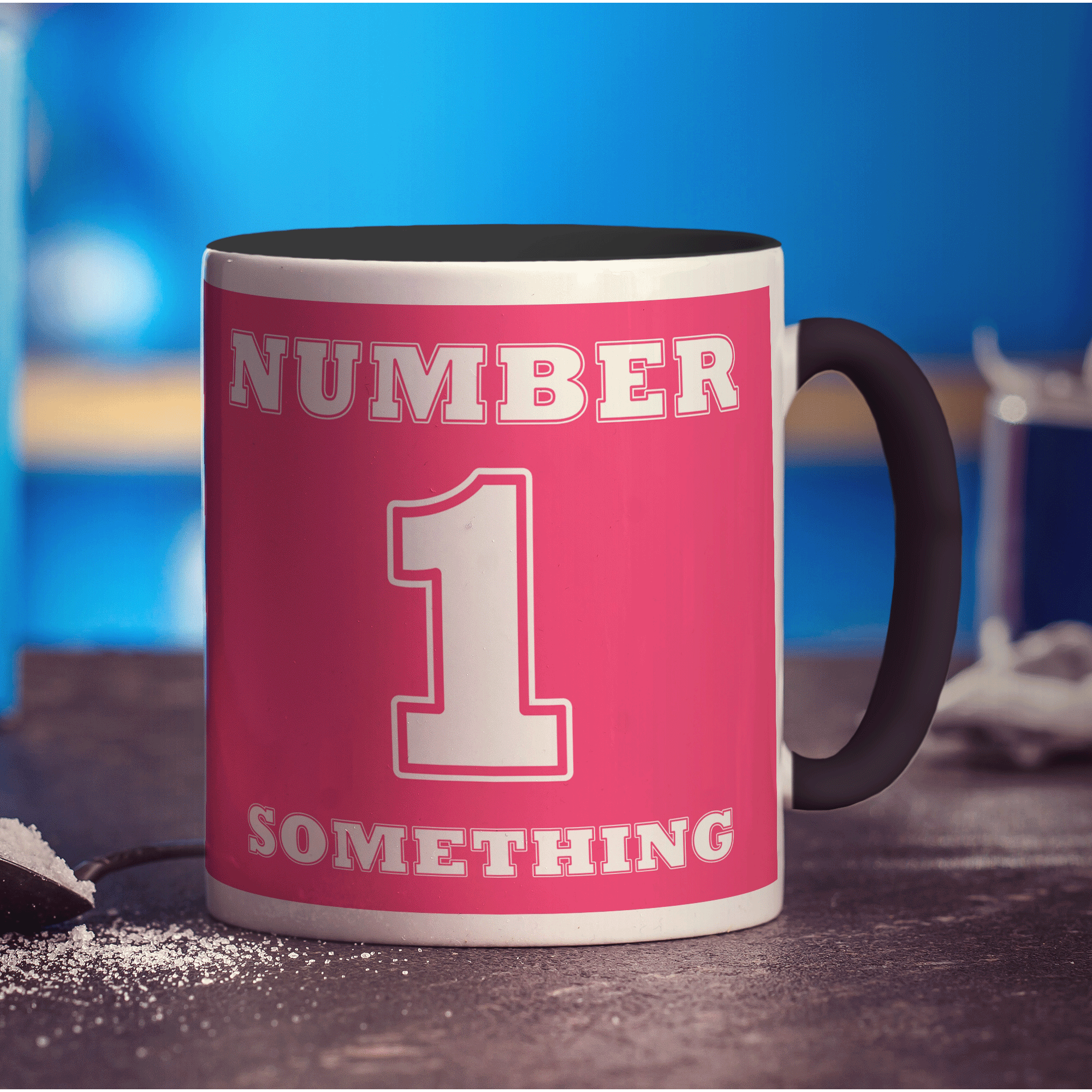 Number 1 Personalised Mug - Pink - Standard 330ml (11oz) / Black