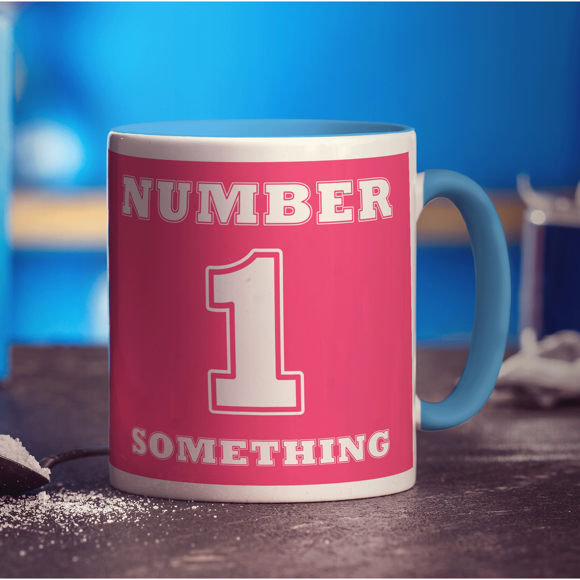 Number 1 Personalised Mug - Pink - Standard 330ml (11oz) / Blue