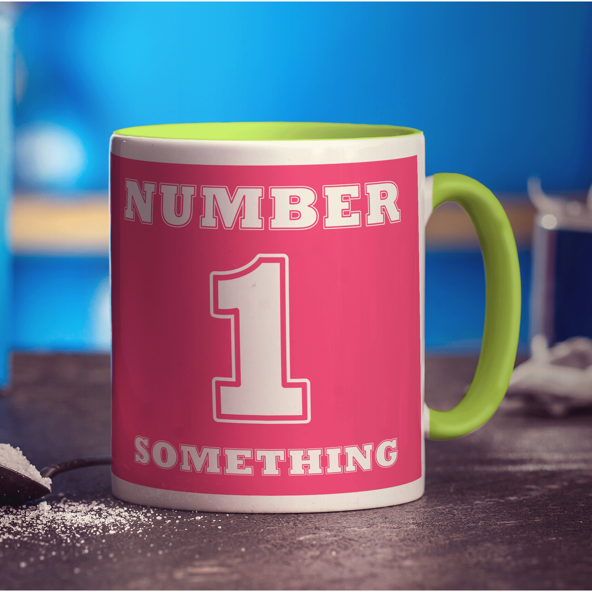 Number 1 Personalised Mug - Pink - Standard 330ml (11oz) / Green