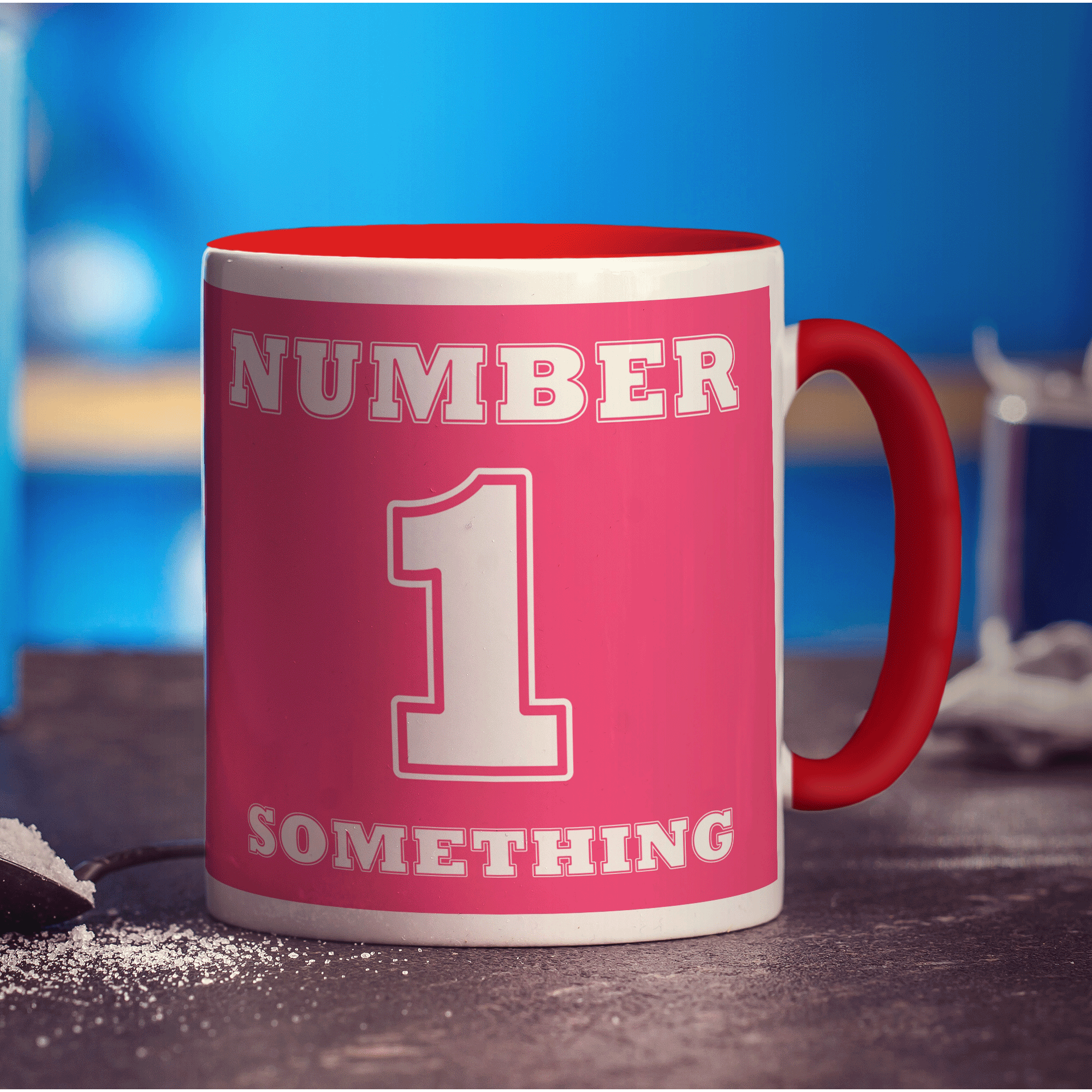 Number 1 Personalised Mug - Pink - Standard 330ml (11oz) / Red
