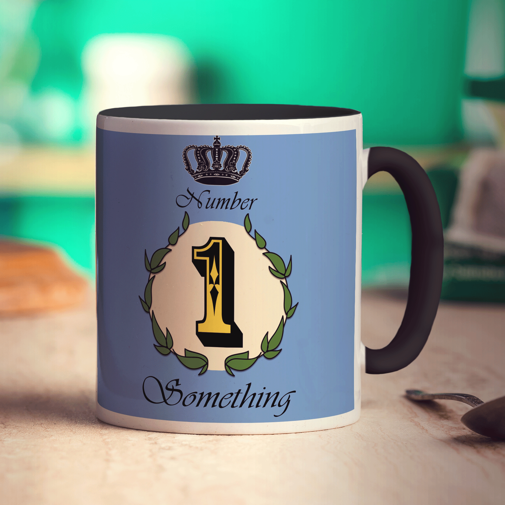 Number 1 Decorative Personalised Mug - Blue - Standard 330ml (11oz) / Black