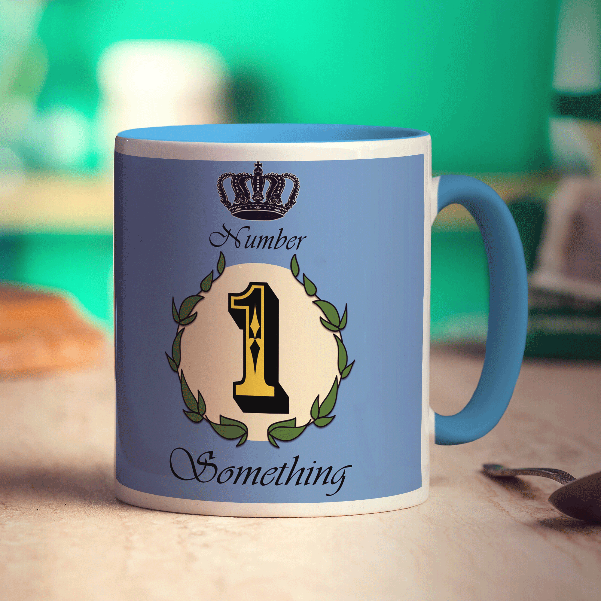 Number 1 Decorative Personalised Mug - Blue - Standard 330ml (11oz) / Blue