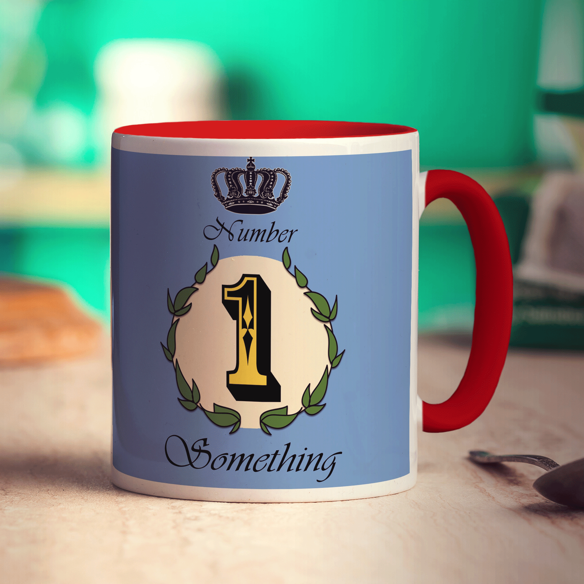 Number 1 Decorative Personalised Mug - Blue - Standard 330ml (11oz) / Red