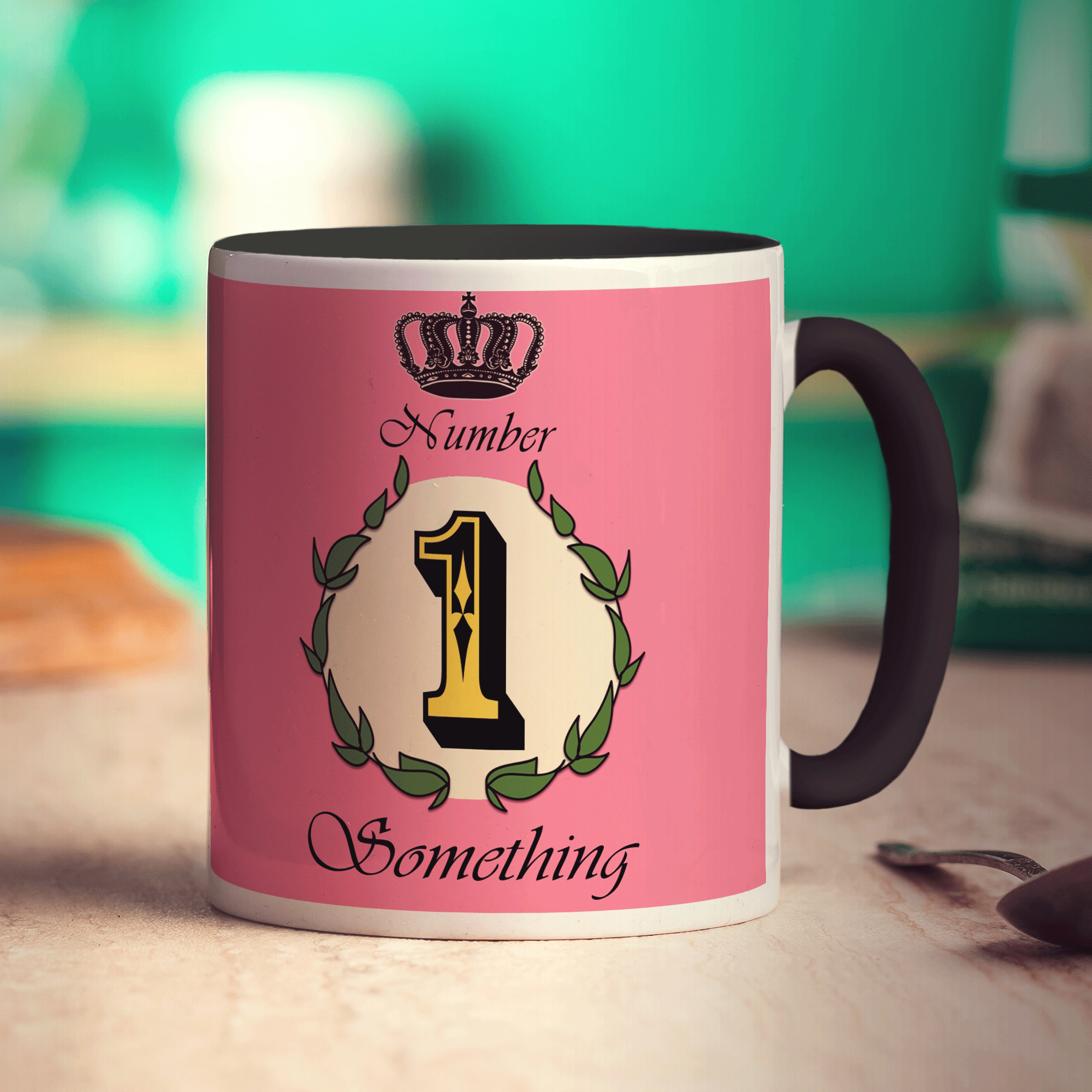 Number 1 Decorative Personalised Mug - Pink - Standard 330ml (11oz) / Black