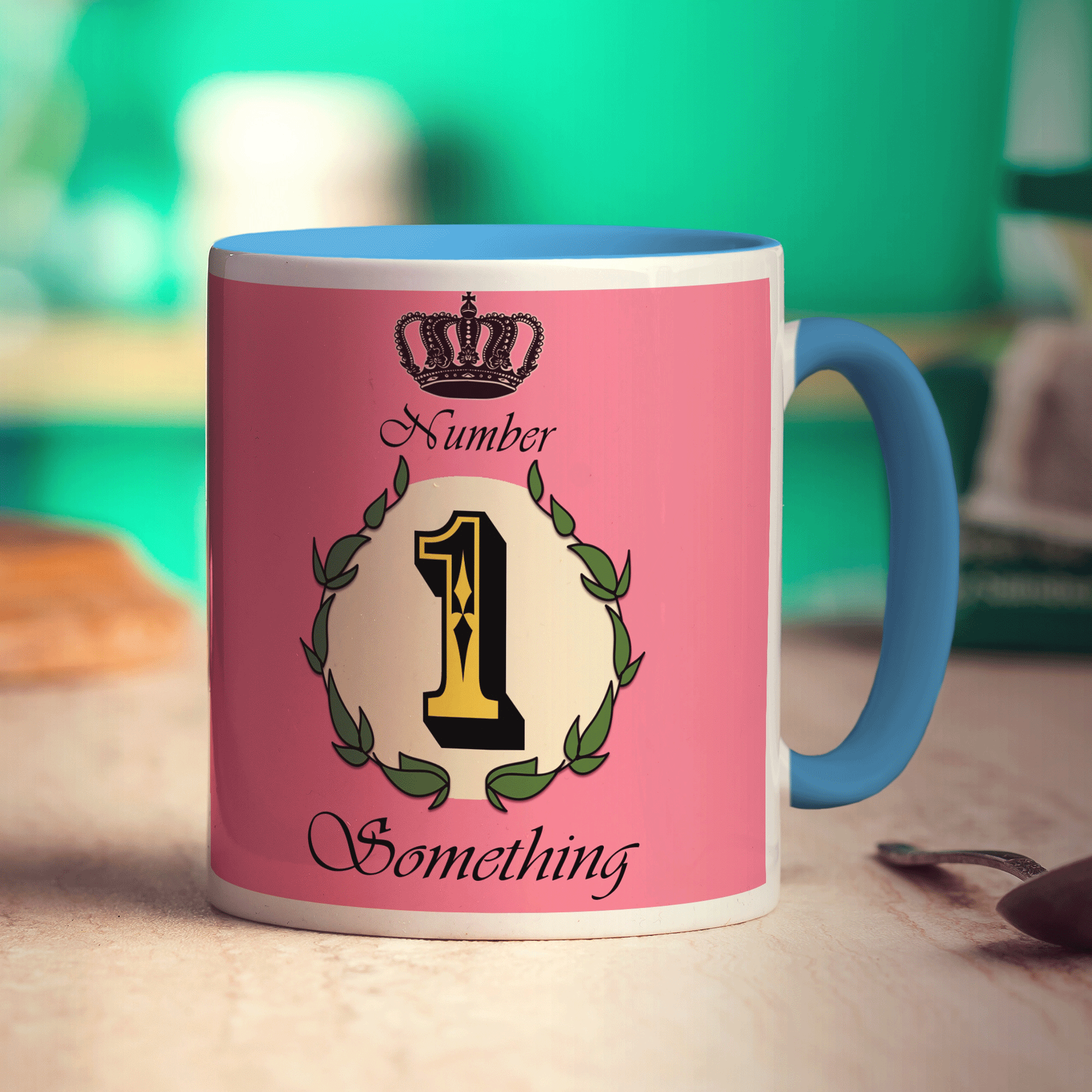 Number 1 Decorative Personalised Mug - Pink - Standard 330ml (11oz) / Blue