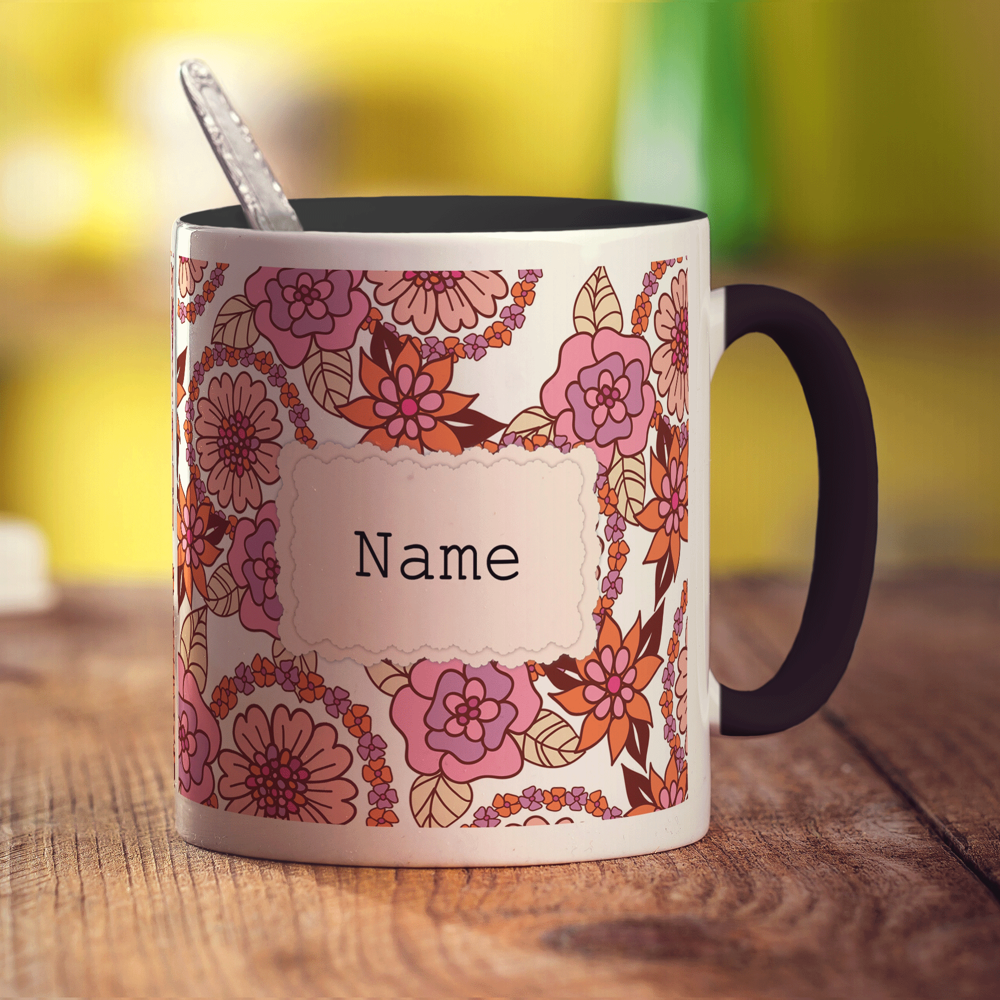 Vintage Style Personalised Name Mug - Pink