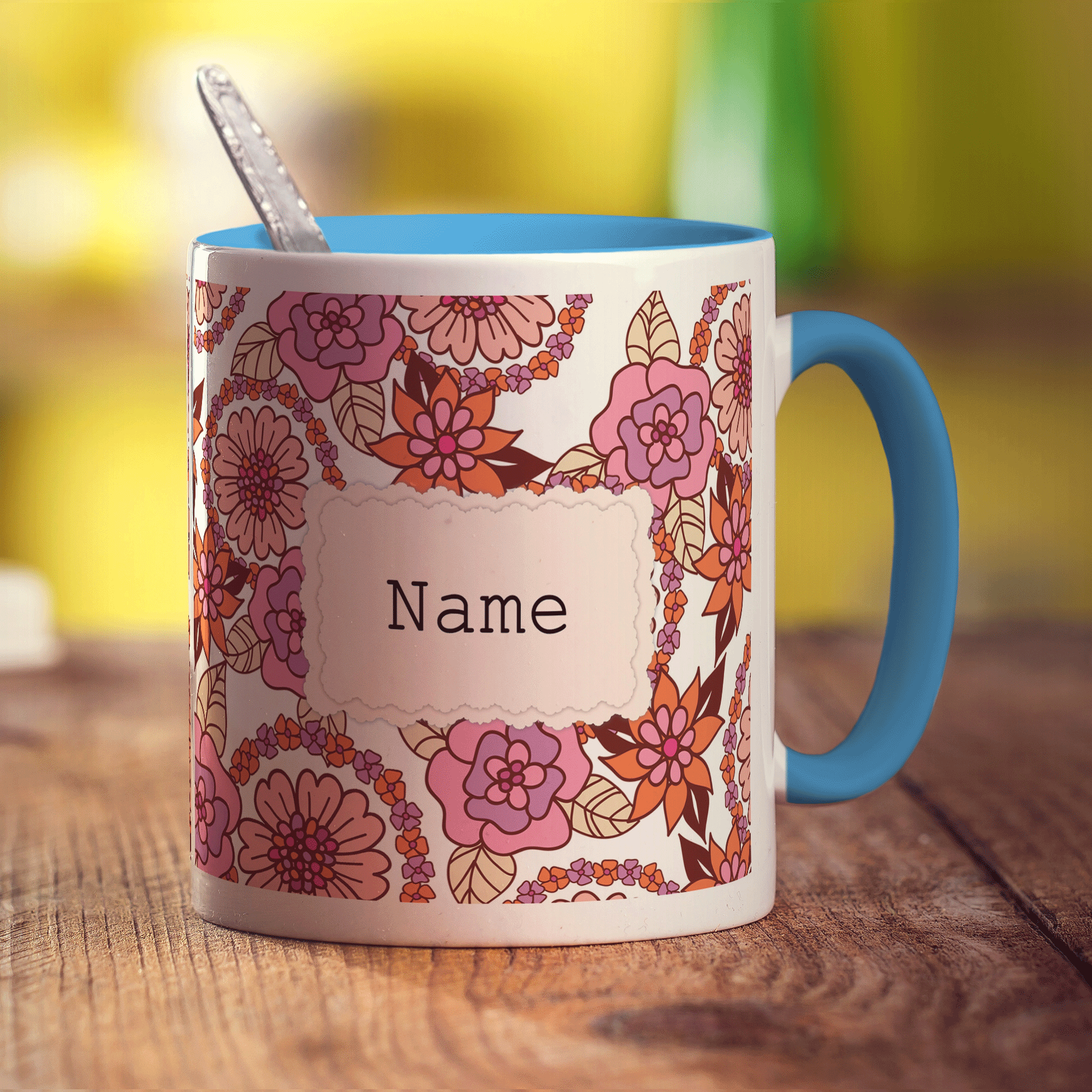 Vintage Style Personalised Name Mug - Pink