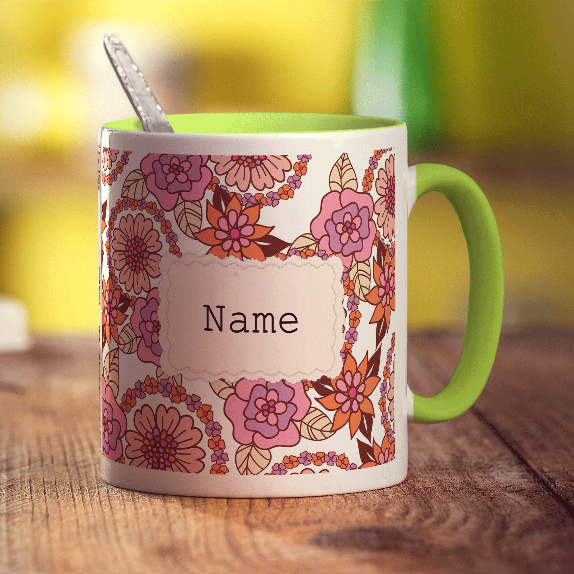 Vintage Style Personalised Name Mug - Pink