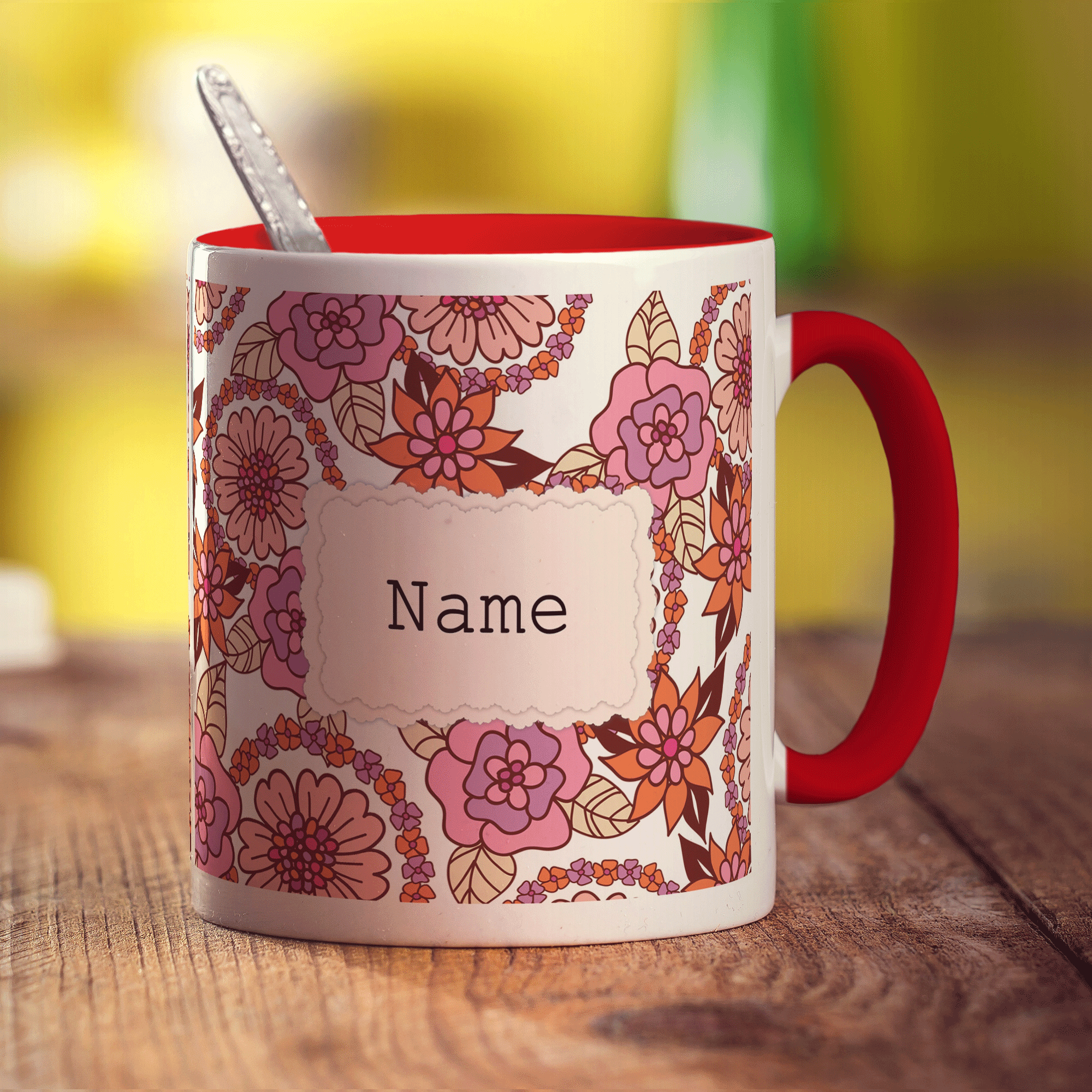 Vintage Style Personalised Name Mug - Pink