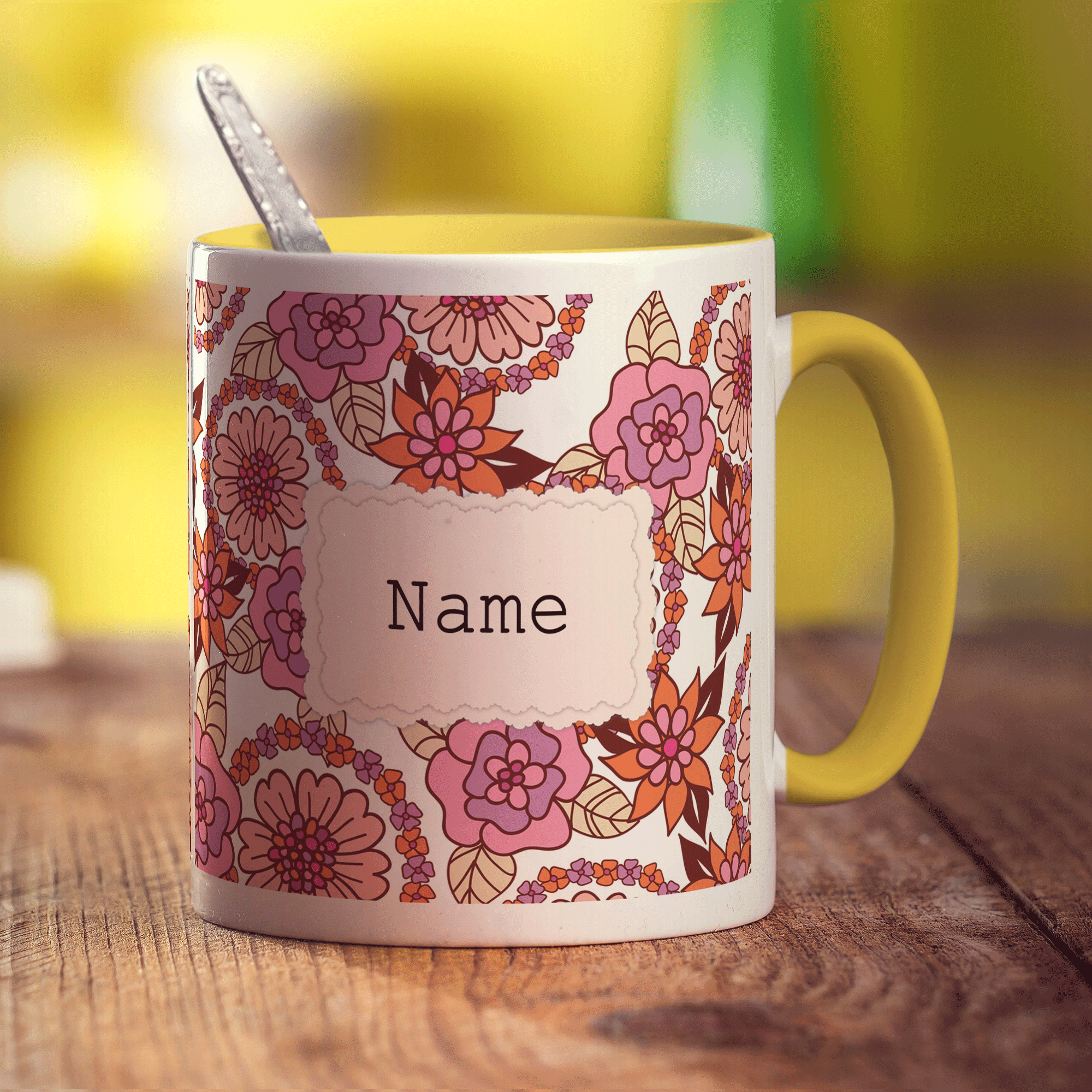 Vintage Style Personalised Name Mug - Pink