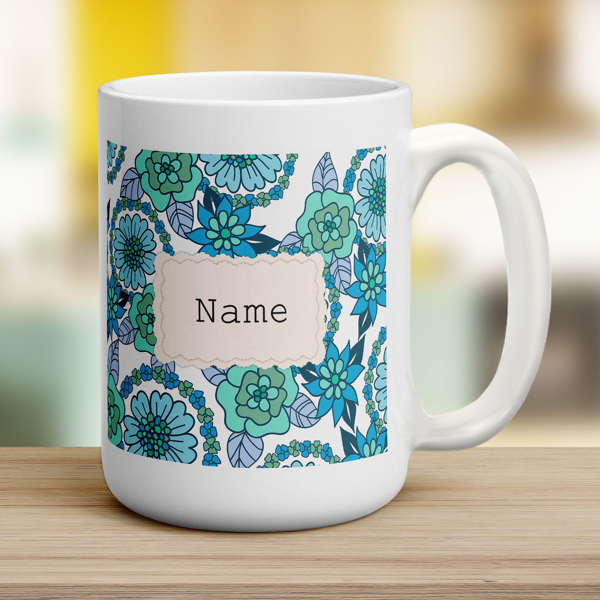 Vintage Style Personalised Name Mug - Blue