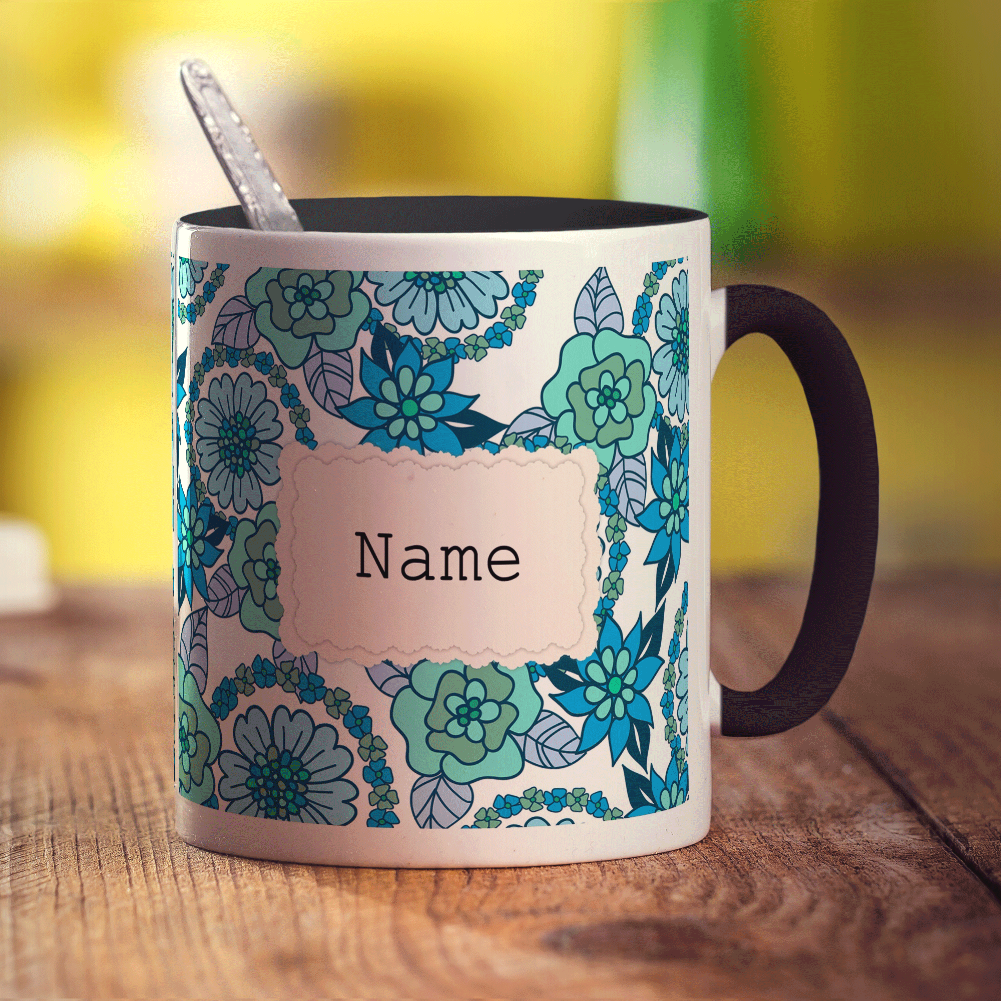 Vintage Style Personalised Name Mug - Blue