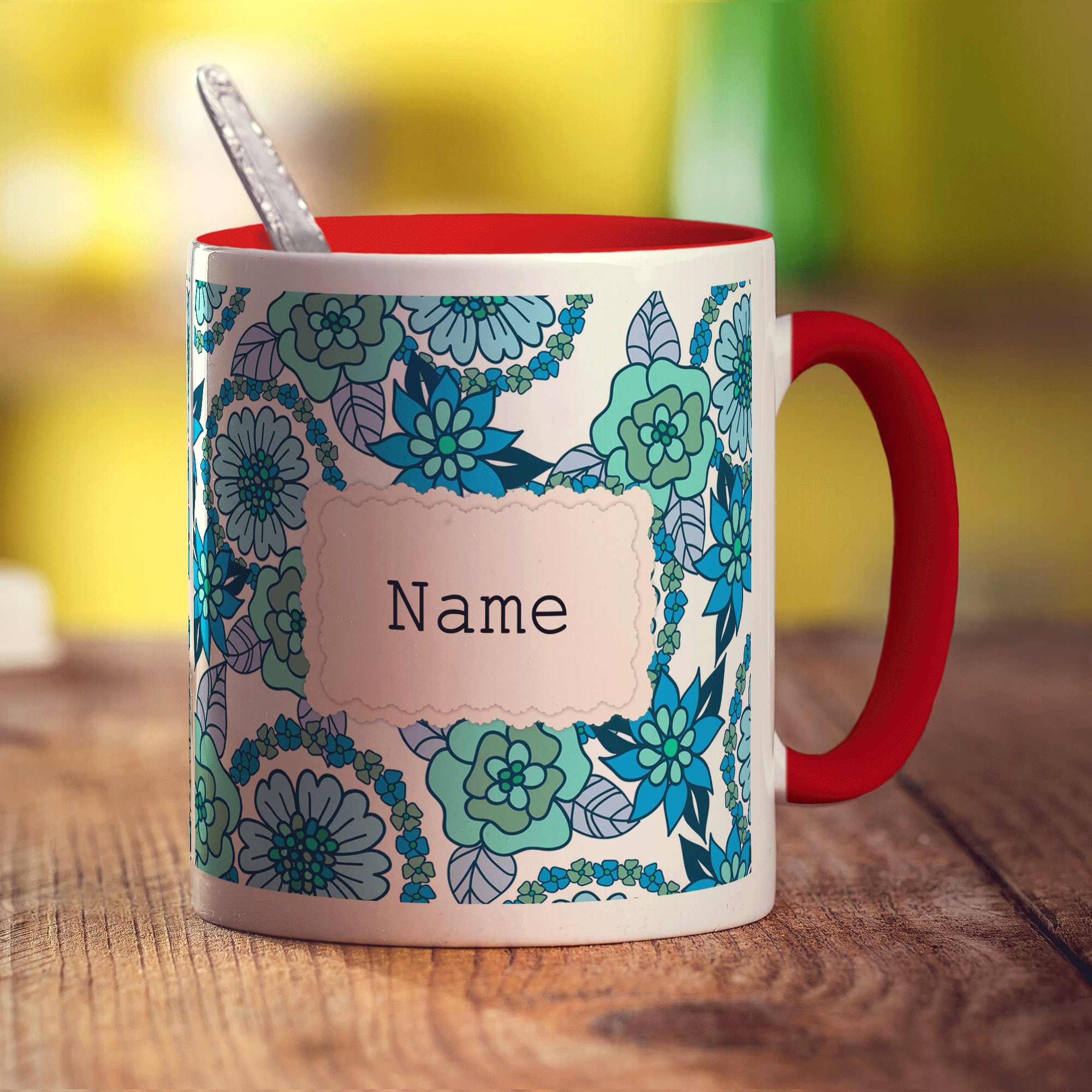 Vintage Style Personalised Name Mug - Blue