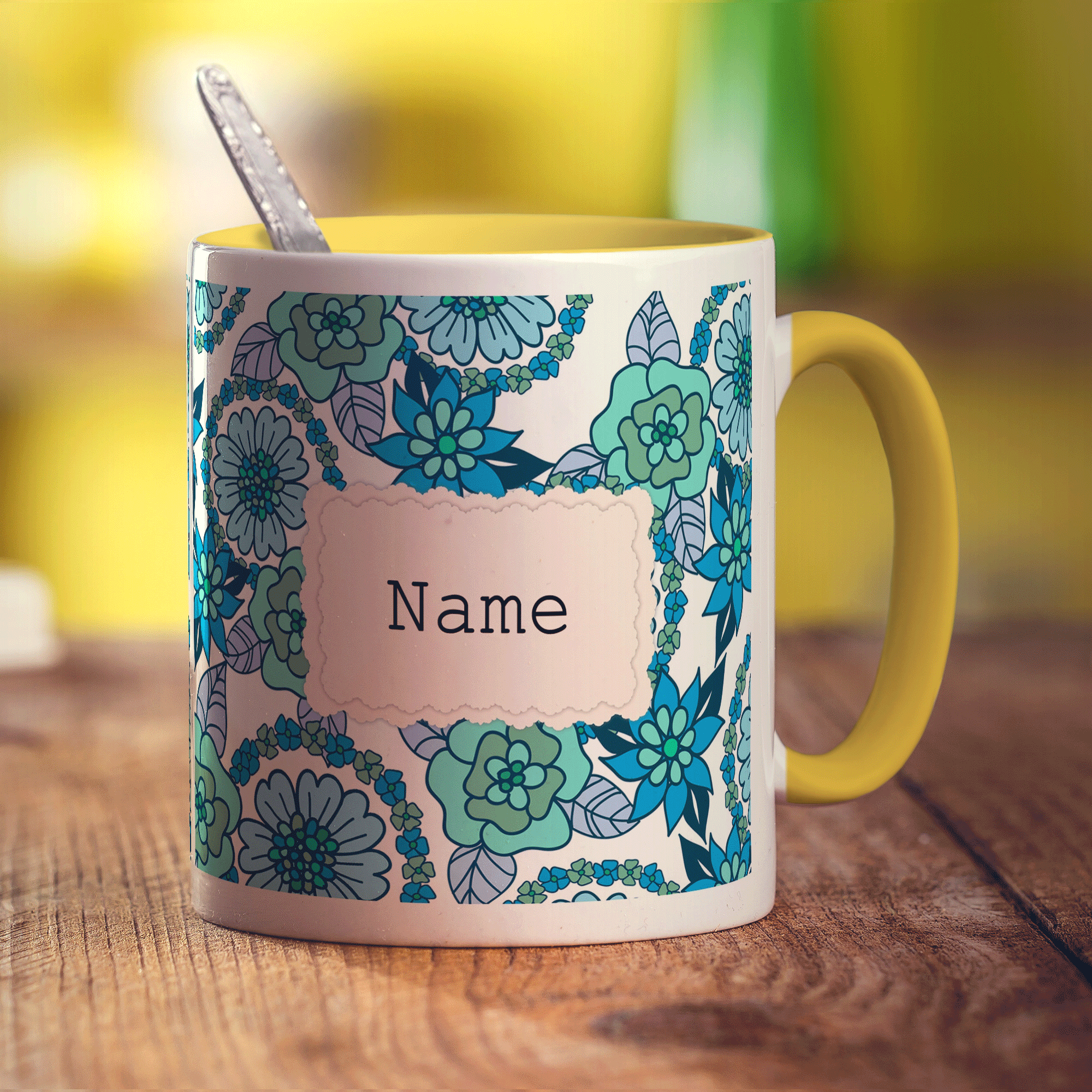 Vintage Style Personalised Name Mug - Blue