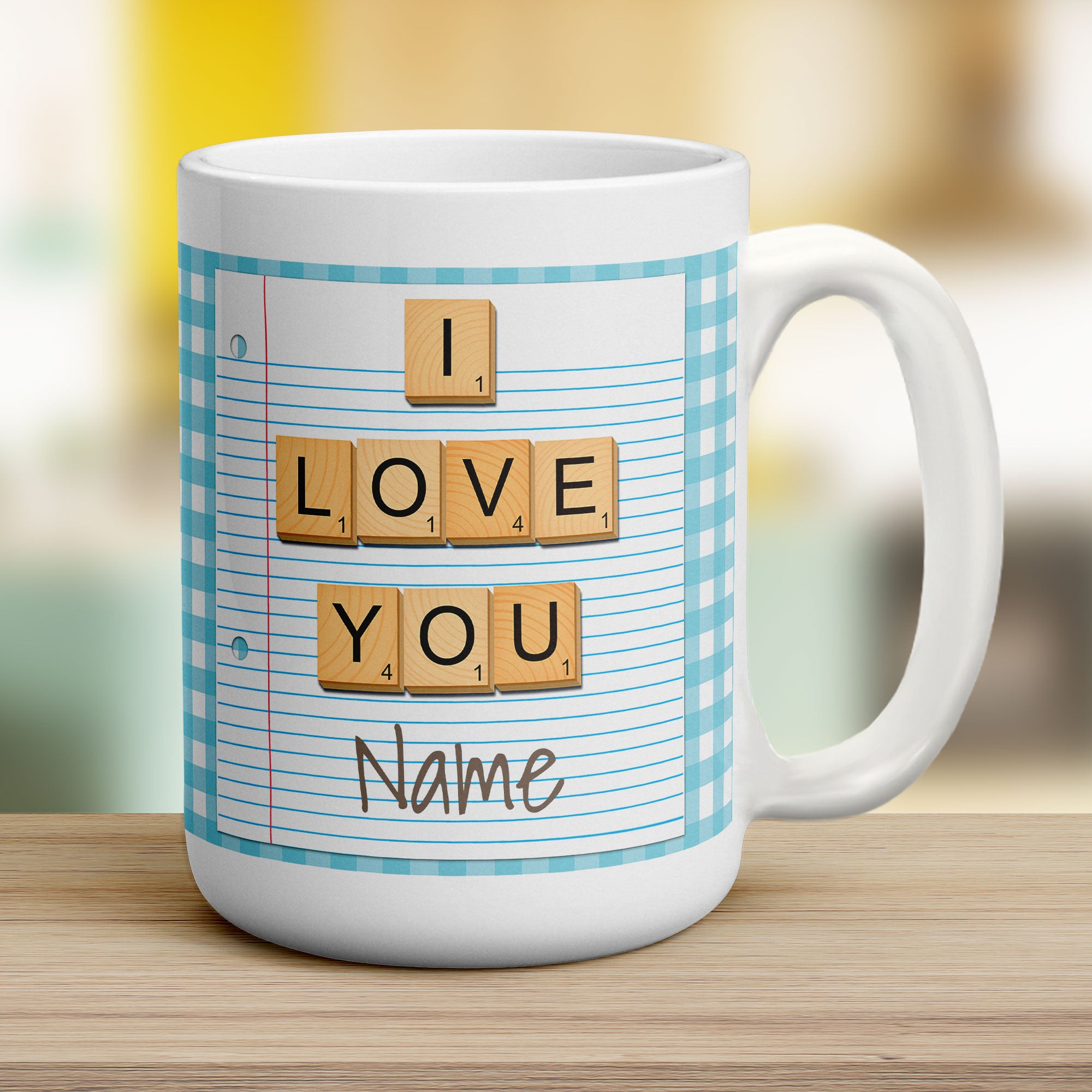 I love you - Wooden Letters Personalised Mug - Jumbo 440ml (15oz) / White