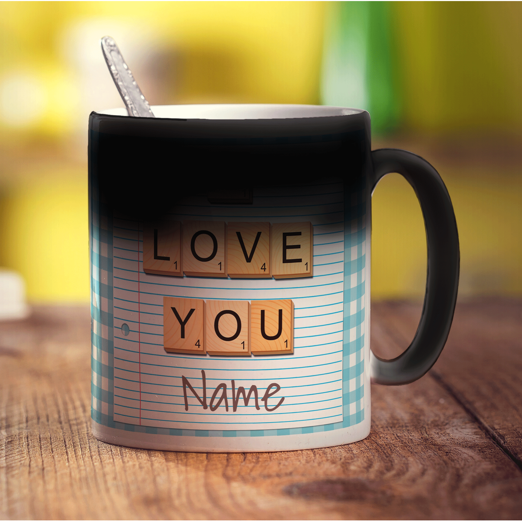 I love you - Wooden Letters Personalised Mug - Standard 330ml (11oz) / Magic Mug
