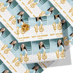 16th Milestone Birthday Balloon Photo and Name Wrapping Paper