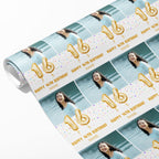 16th Milestone Birthday Balloon Photo and Name Wrapping Paper