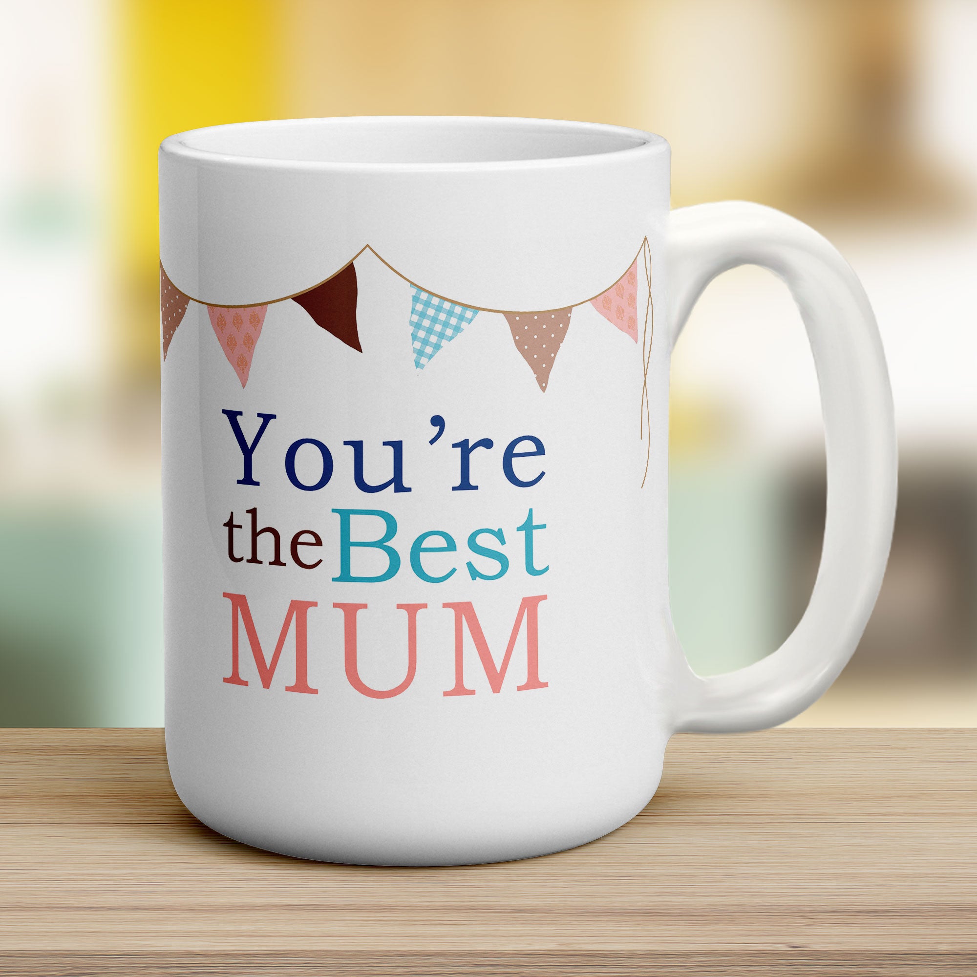 "Best Mum" Personalised Mug - Bunting Design