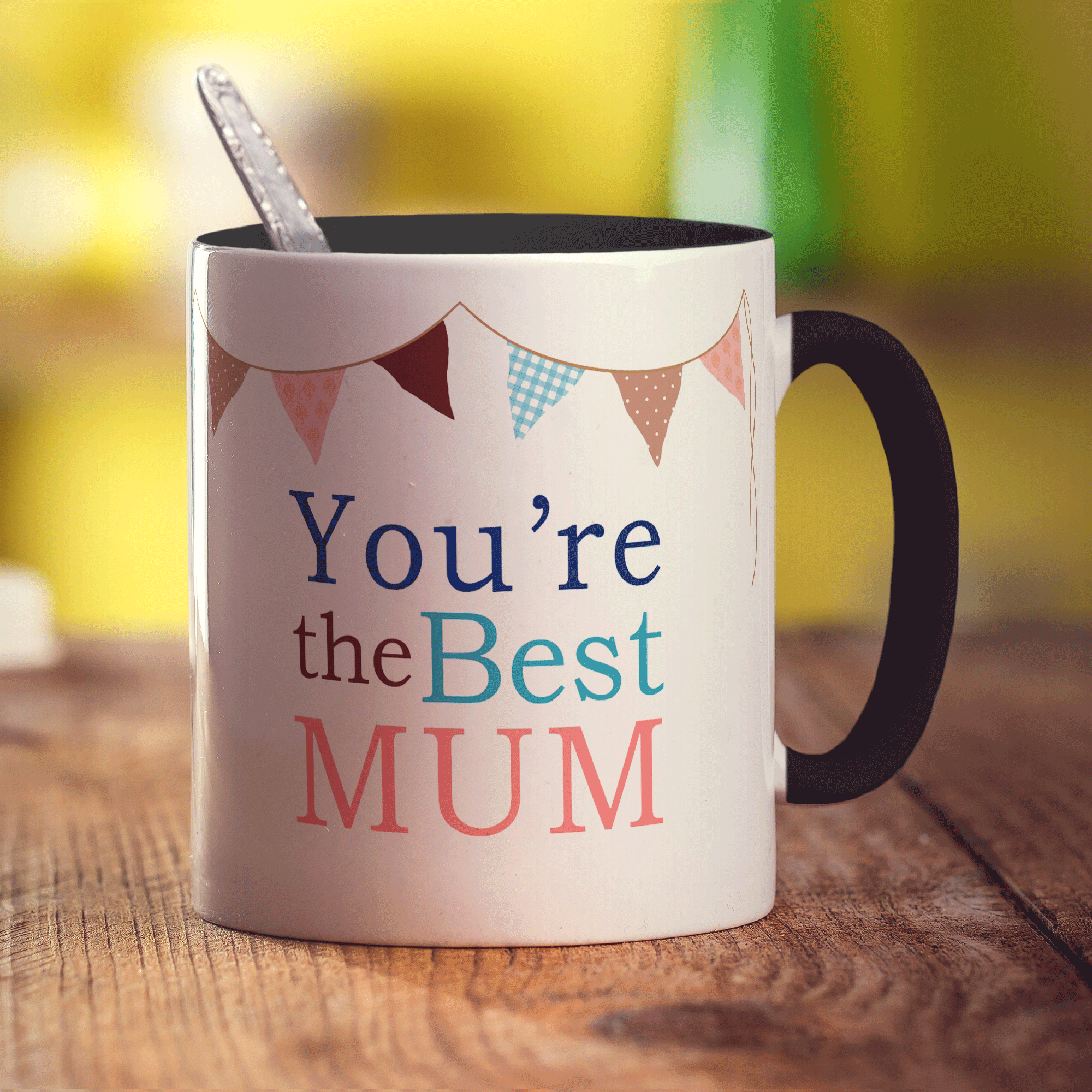 "Best Mum" Personalised Mug - Bunting Design