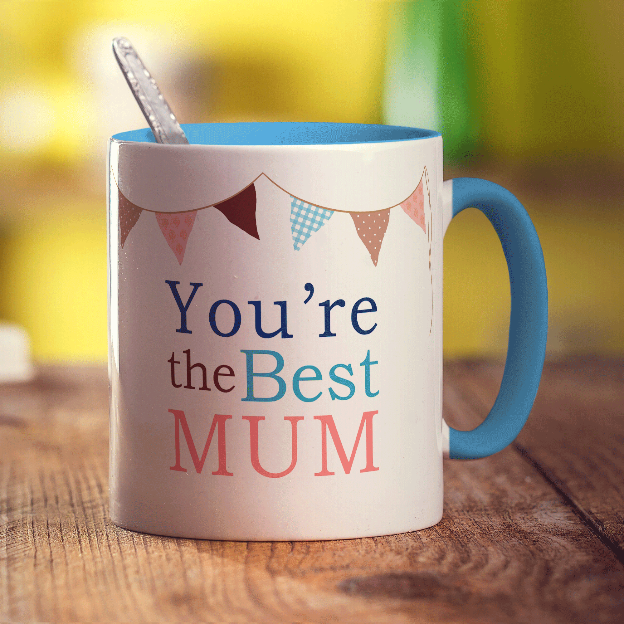 "Best Mum" Personalised Mug - Bunting Design