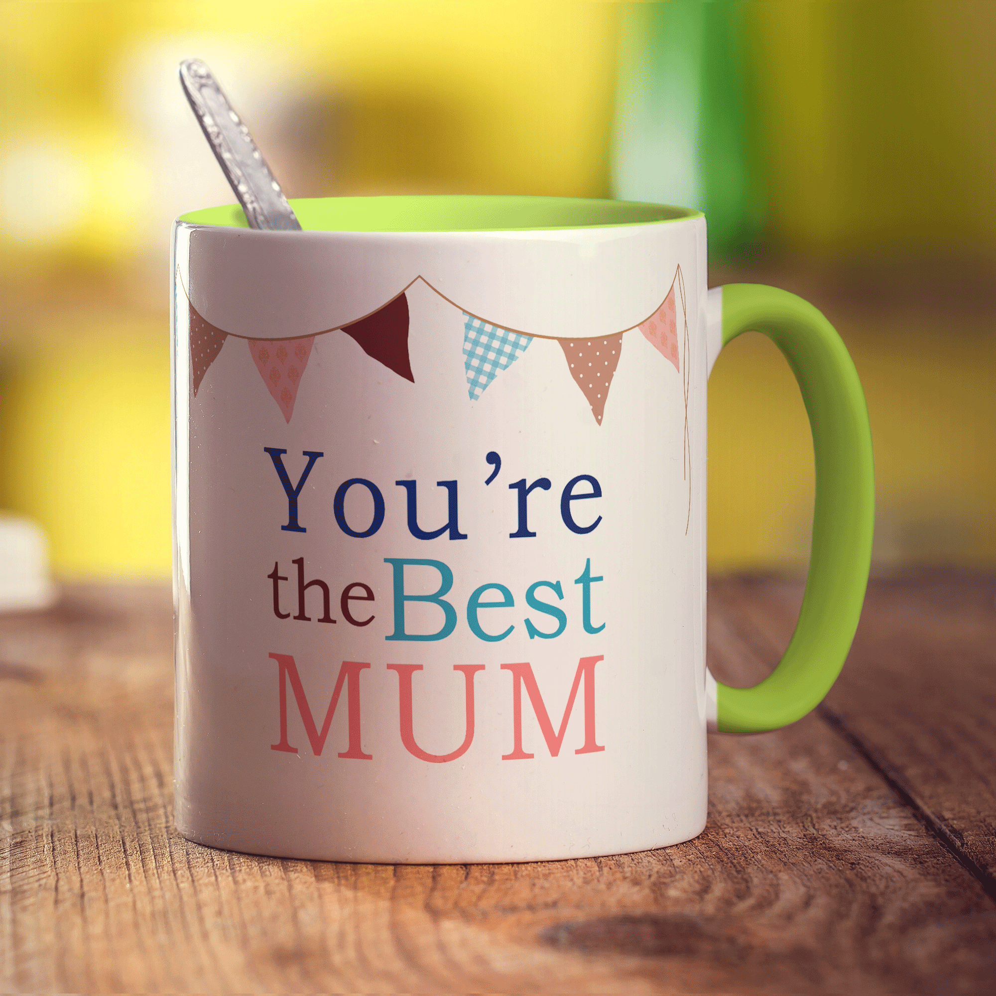 "Best Mum" Personalised Mug - Bunting Design