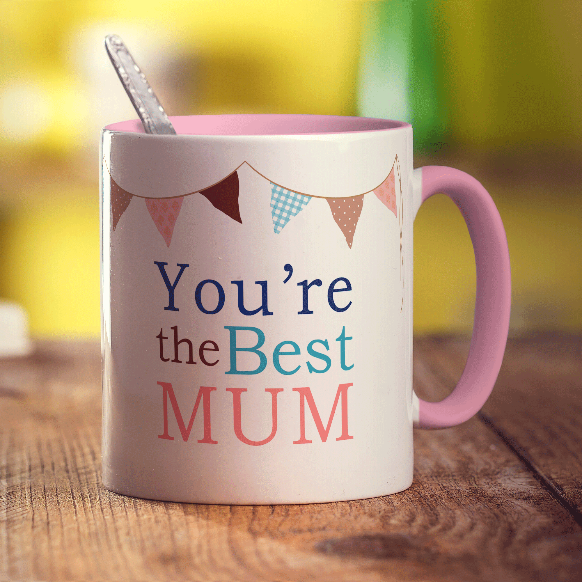 "Best Mum" Personalised Mug - Bunting Design