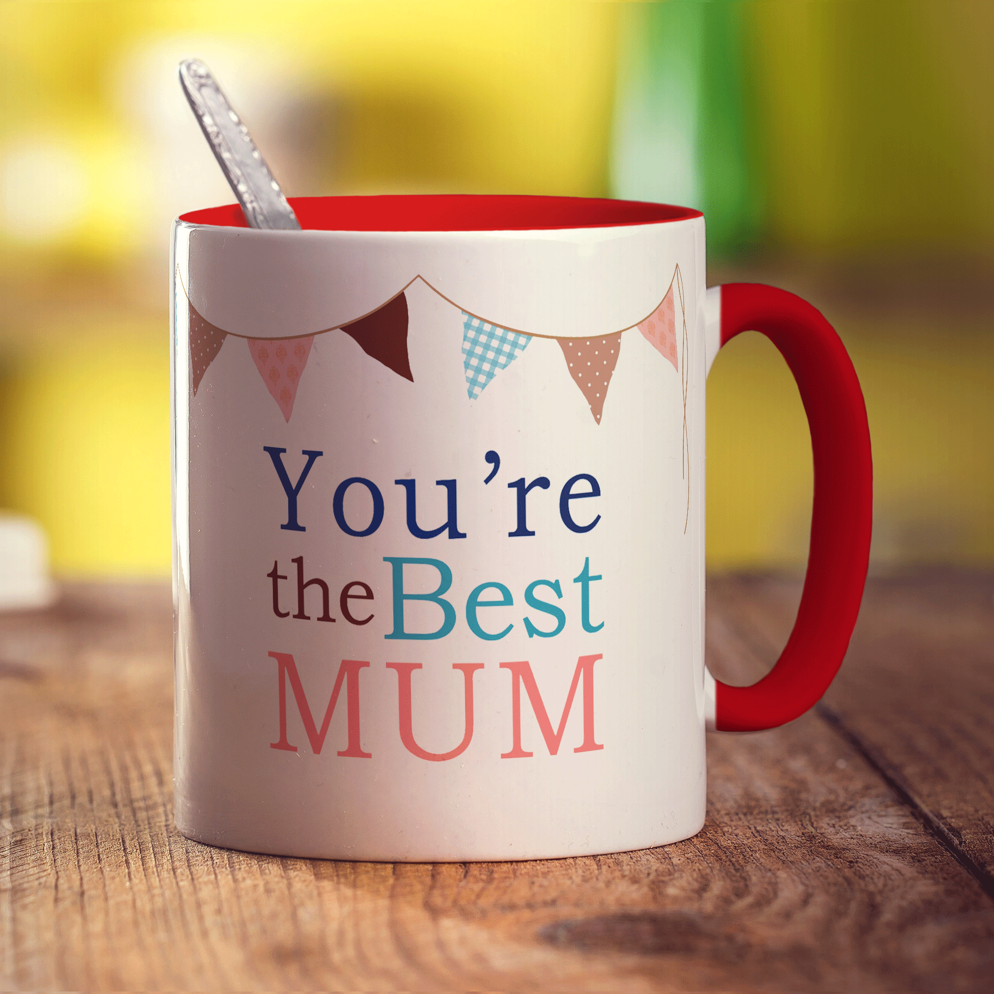 "Best Mum" Personalised Mug - Bunting Design