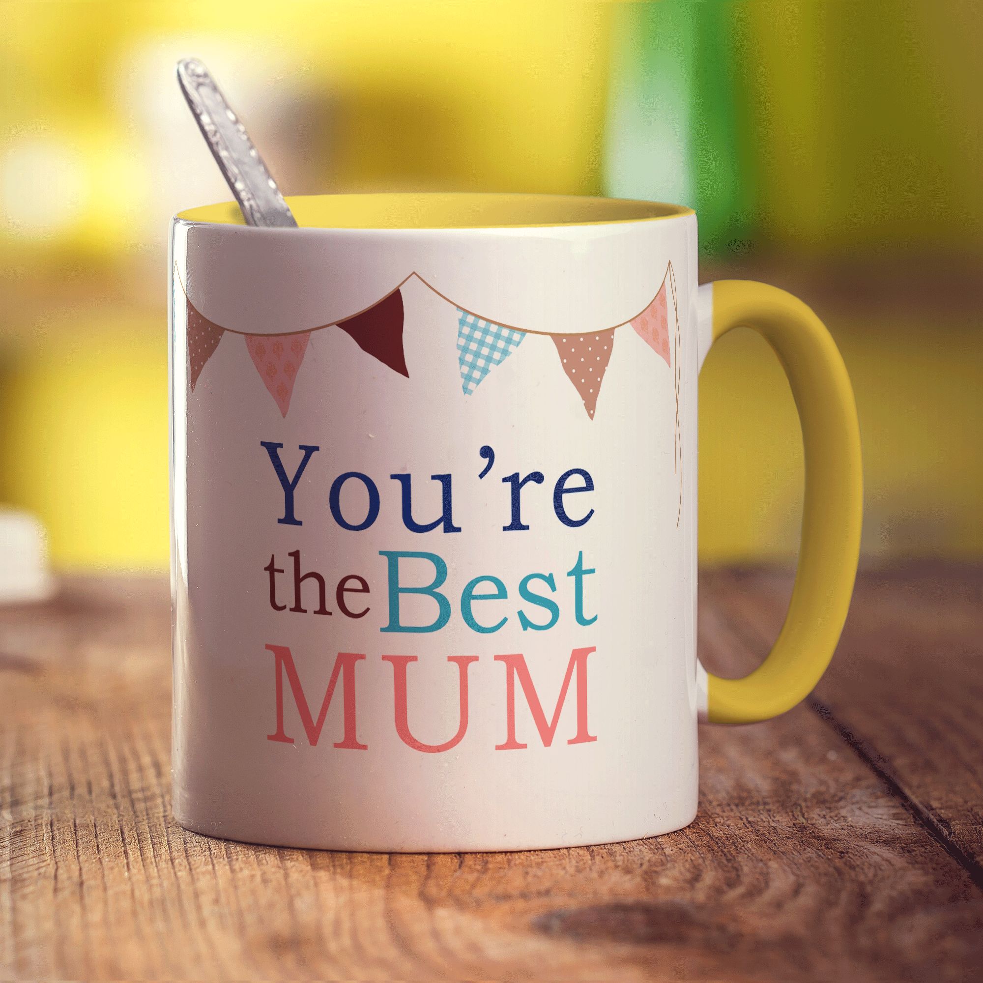 "Best Mum" Personalised Mug - Bunting Design