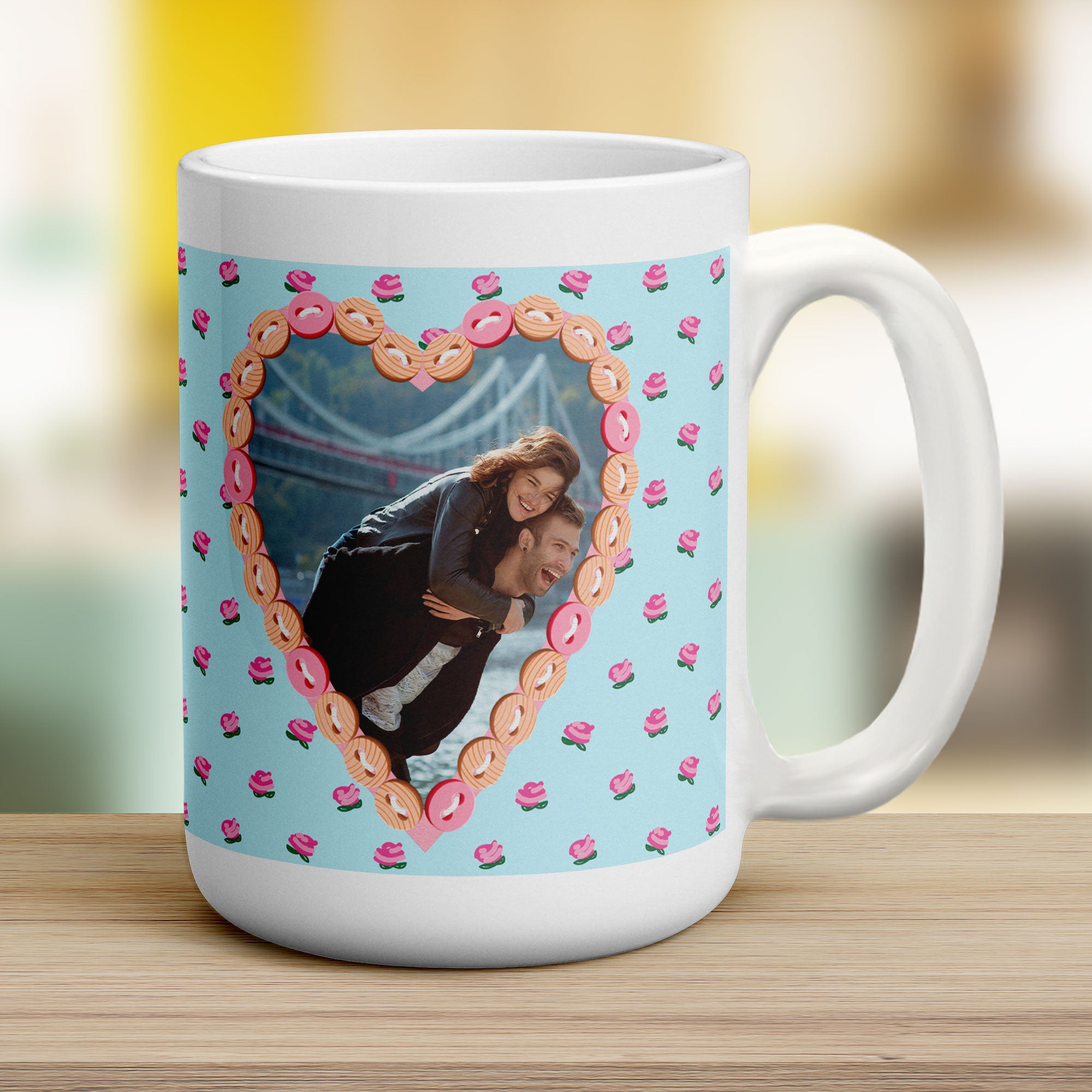 Shabby Chic Button Heart Photo Mug