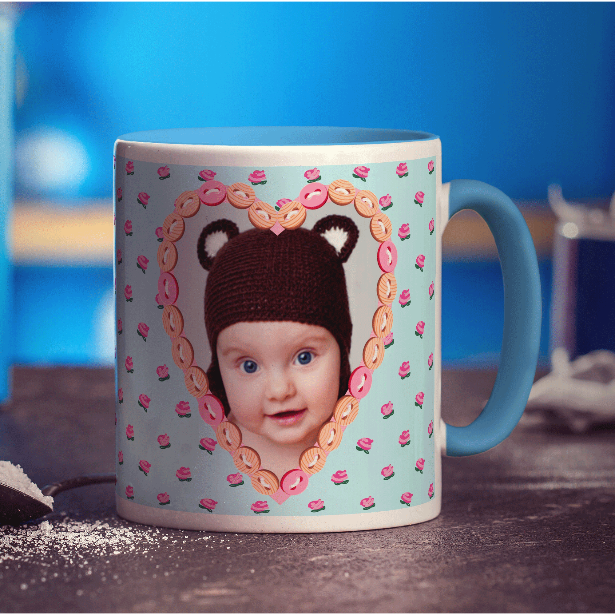 Shabby Chic Button Heart Photo Mug