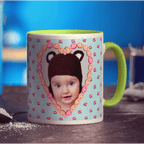 Shabby Chic Button Heart Photo Mug - Standard 330ml (11oz) / Green