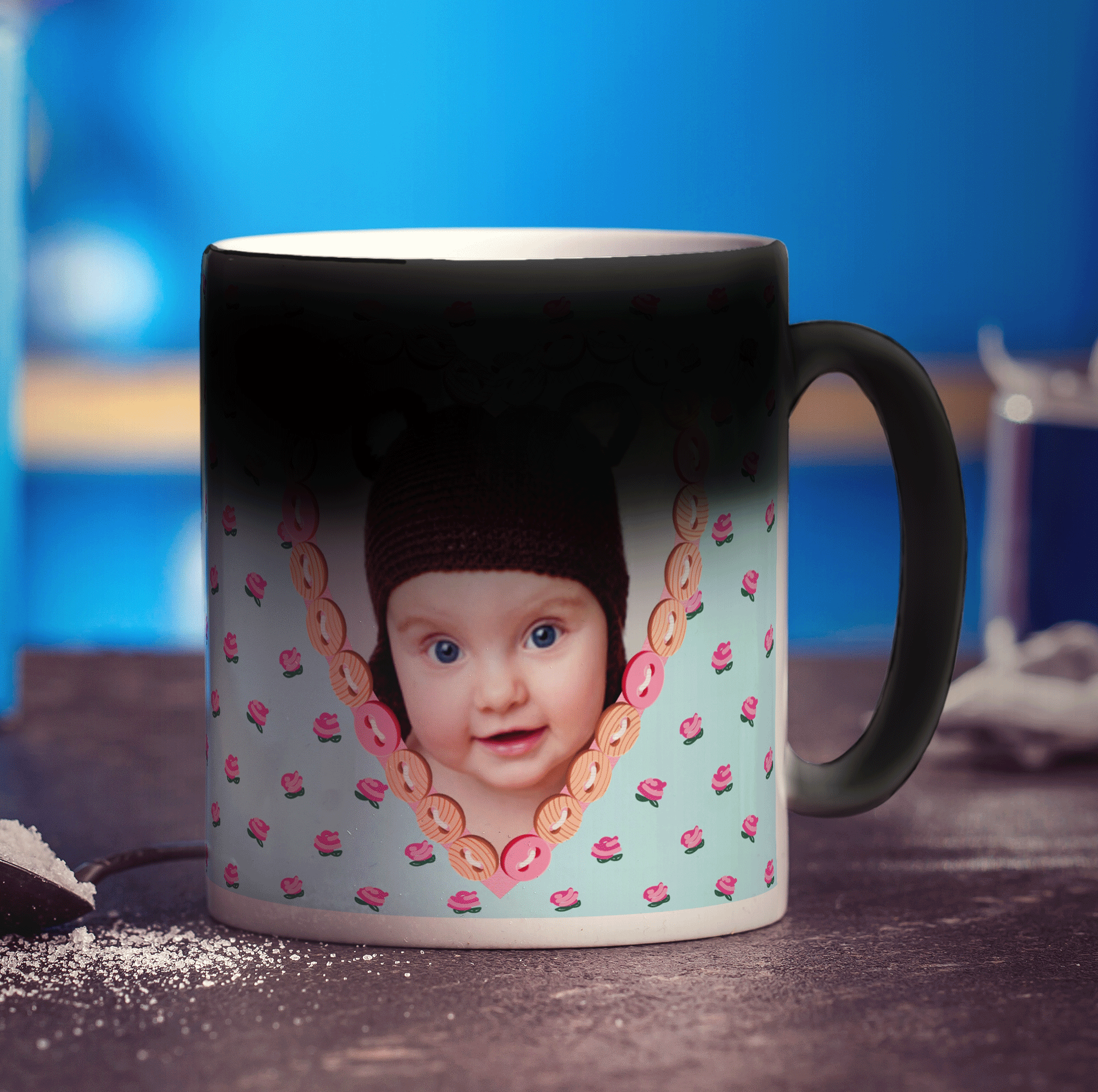 Shabby Chic Button Heart Photo Mug
