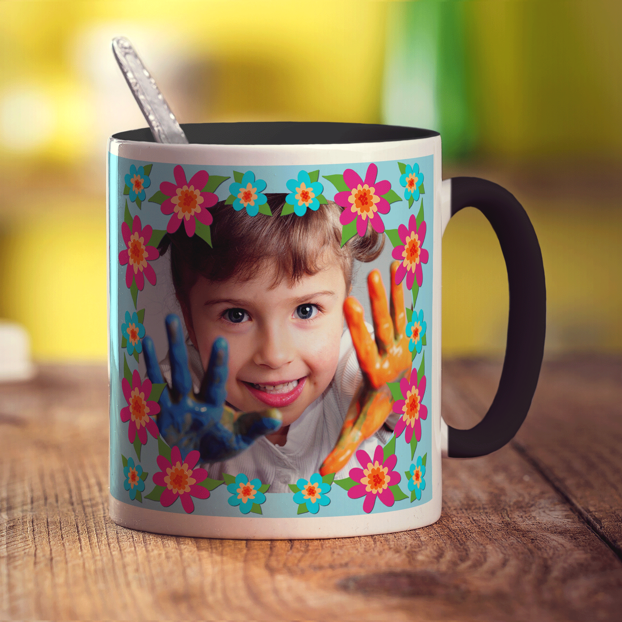 Colourful Flower Frame Photo Mug